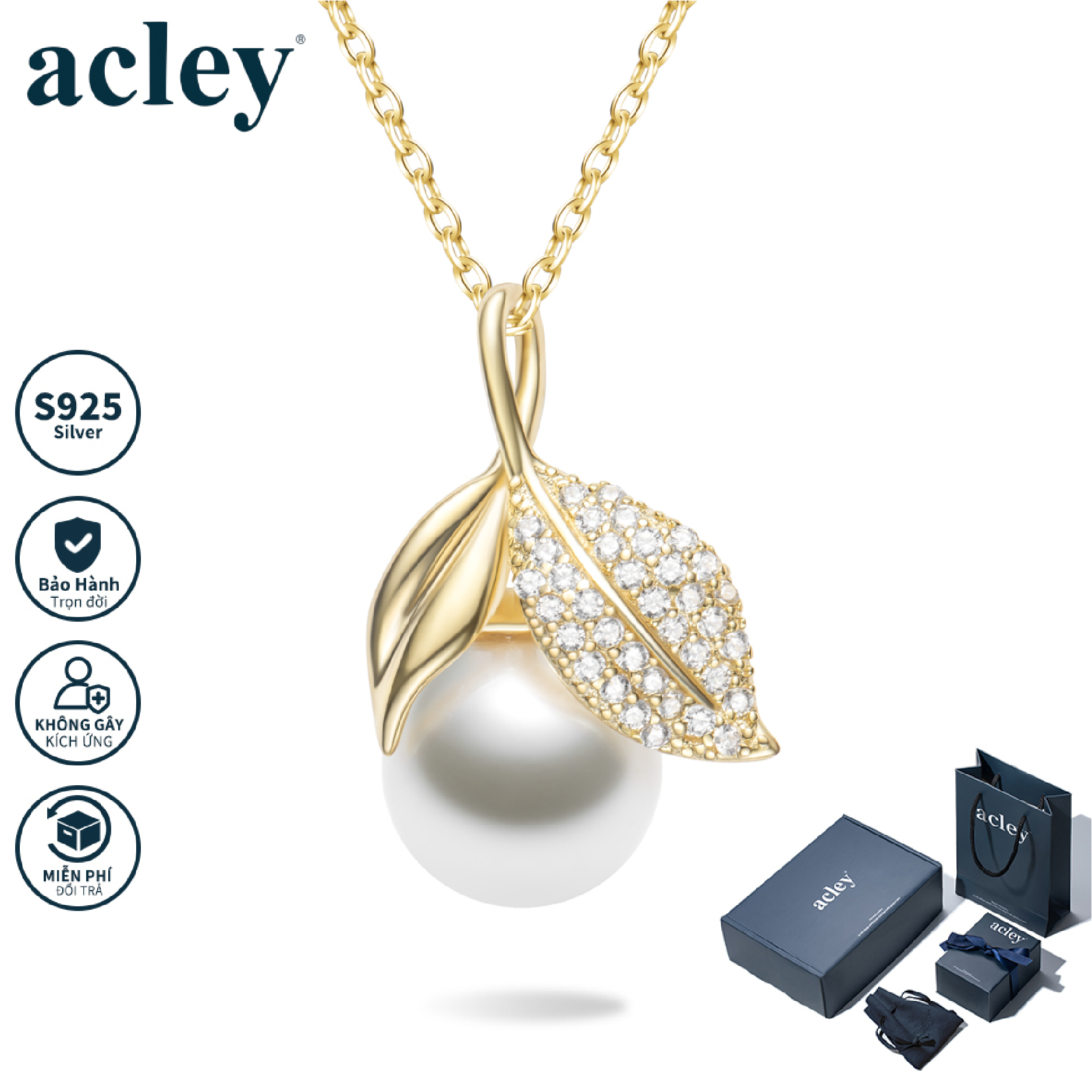 Dây chuyền Hồ Điệp Ngọc Ảnh – Acley | Bạc S925 + Ngọc trai + Đá CZ Zirconia | N65910201