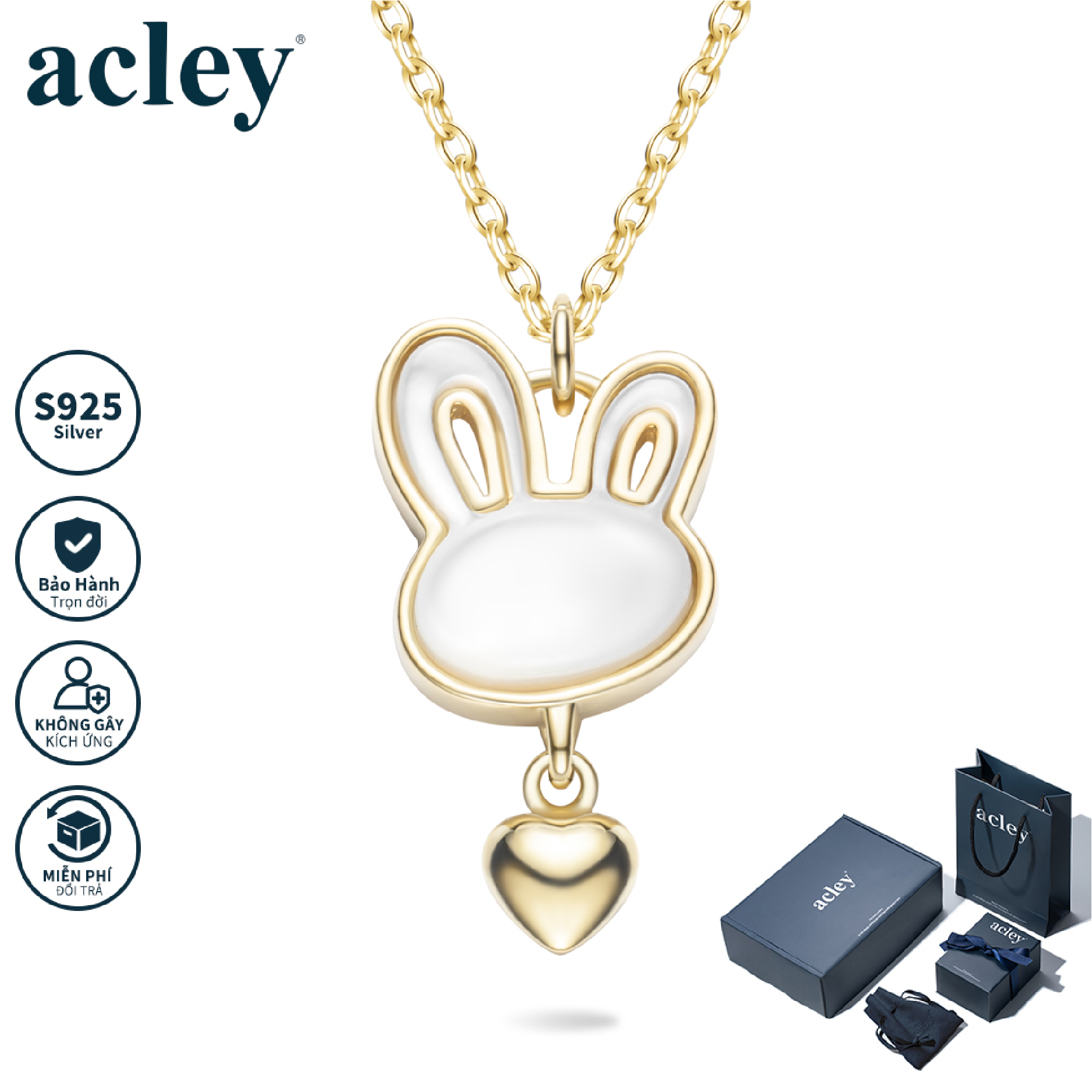 Dây chuyền Tiểu Bạch – Acley | Bạc S925 + Xà cừ ngọc trai | YE07377I0Cb