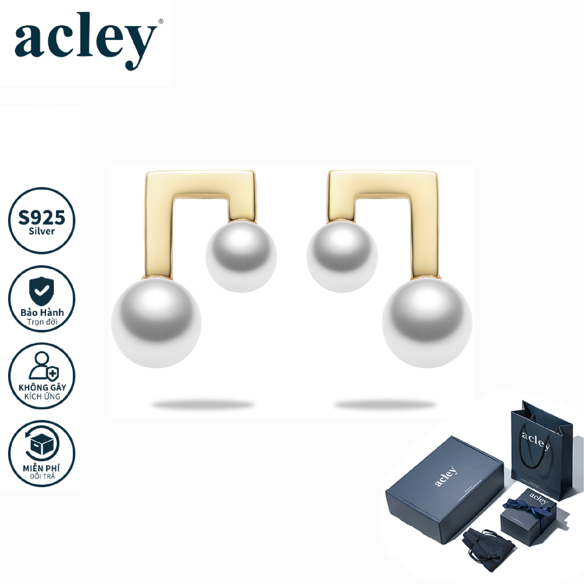 Bông tai Nốt Nhạc – Acley | Bạc S925 + Ngọc trai | YG11074I0Zd