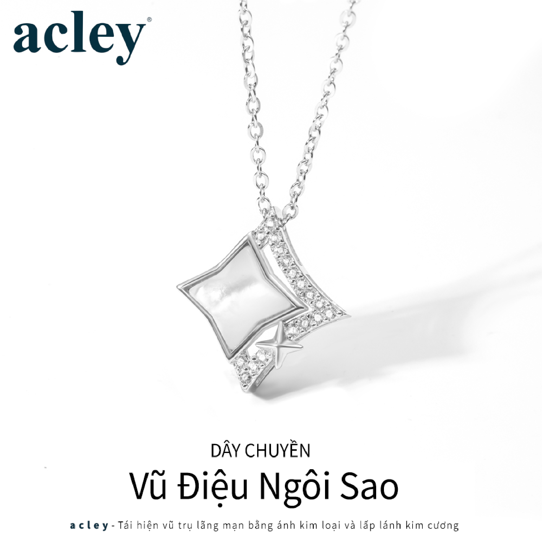 Dây chuyền Vũ Điệu Ngôi Sao – Acley | Bạc S925 + Xà cừ + Đá CZ Zirconia | KC-5106B - Image 2