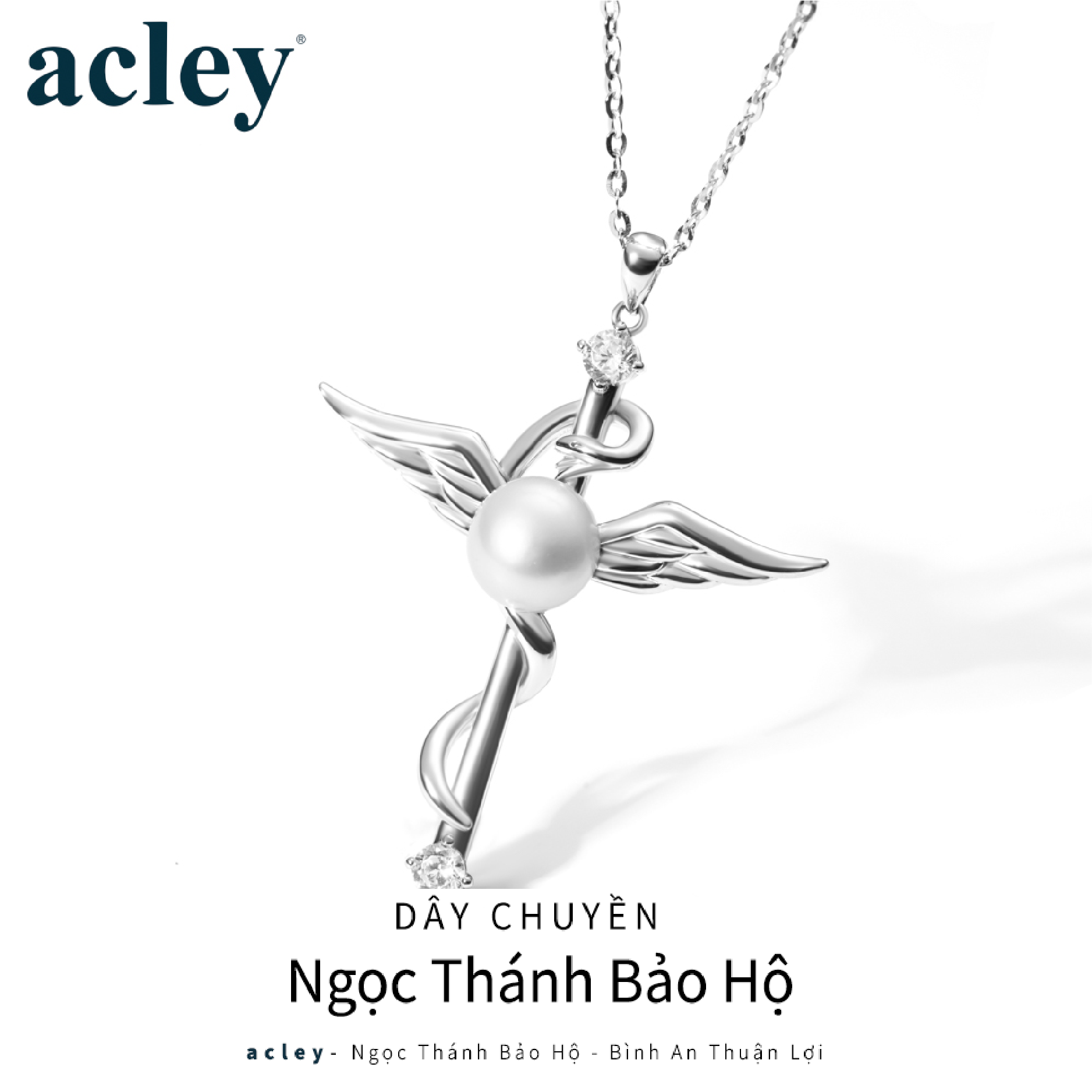 Dây chuyền Ngọc Thánh Bảo Hộ – Acley | Bạc S925 + Ngọc trai | AYX-1369S - Image 2