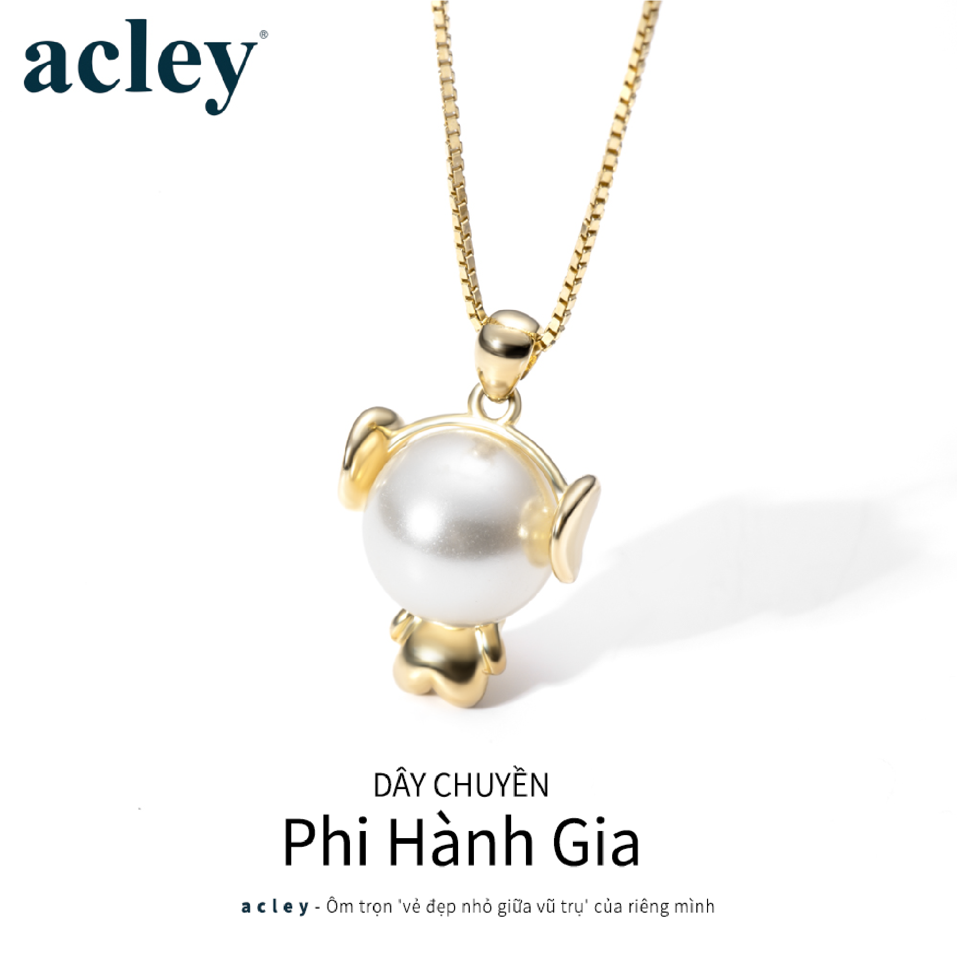 Dây chuyền Phi Hành Gia – Acley | Bạc S925 + Ngọc trai | YE03526 - Image 2