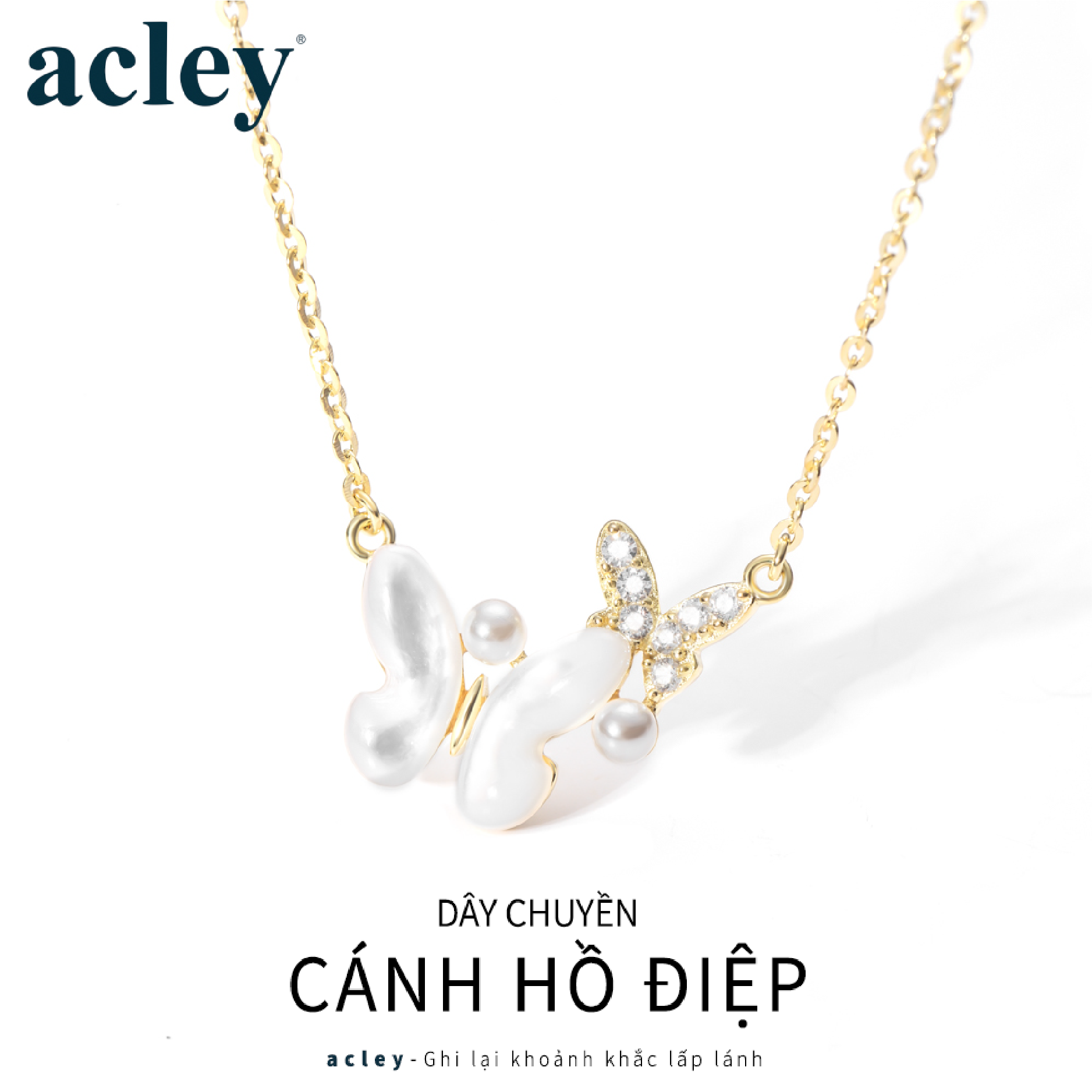 Dây chuyền cánh hồ điệp – Acley | Bạc S925 + Xà cừ ngọc trai + Đá Zirconia tổng hợp | YE07367I8Cb - Image 2