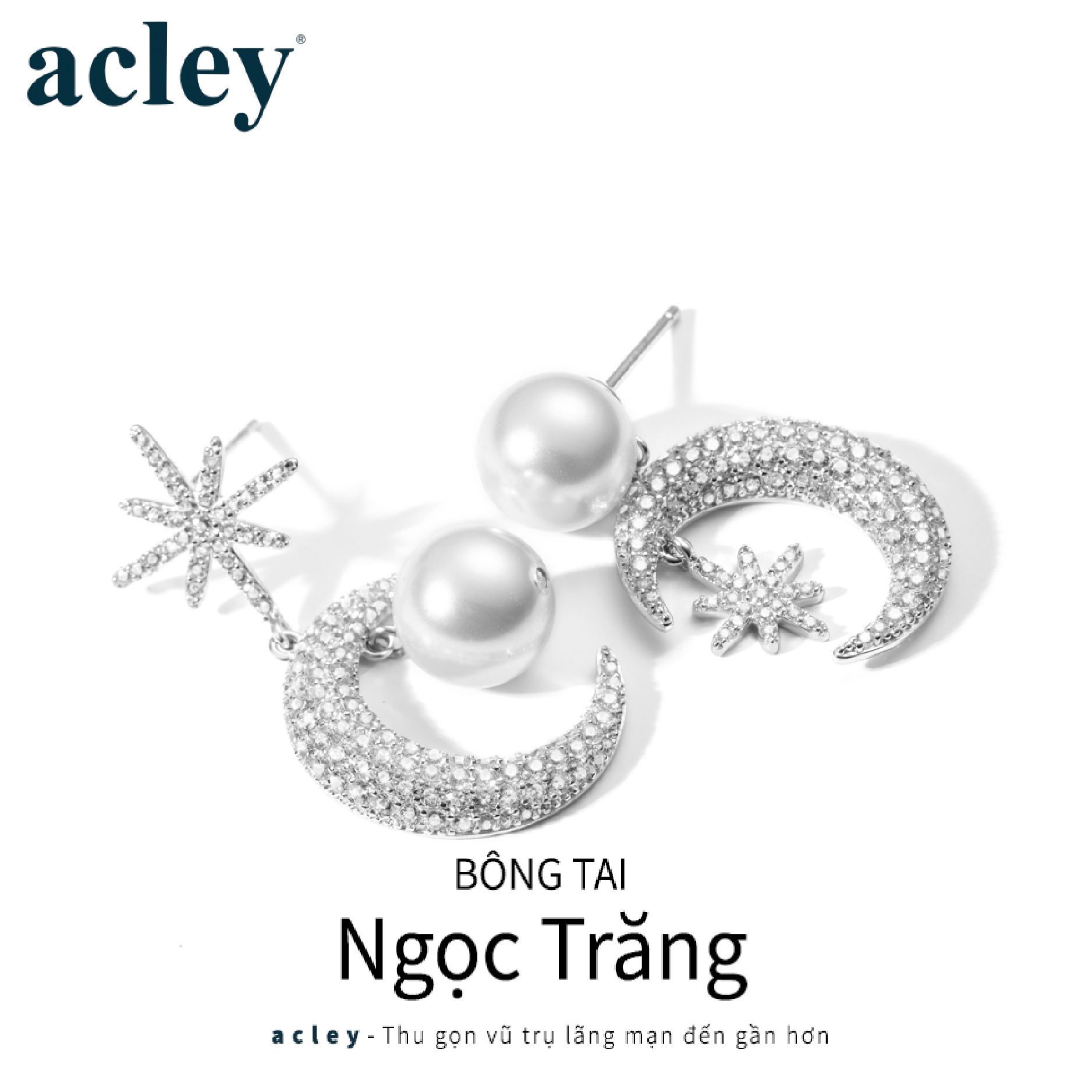 Bông tai Ngọc Trăng – Acley | Bạc S925 + Ngọc trai + Đá CZ Zirconia | YG04143A8Z35 - Image 2