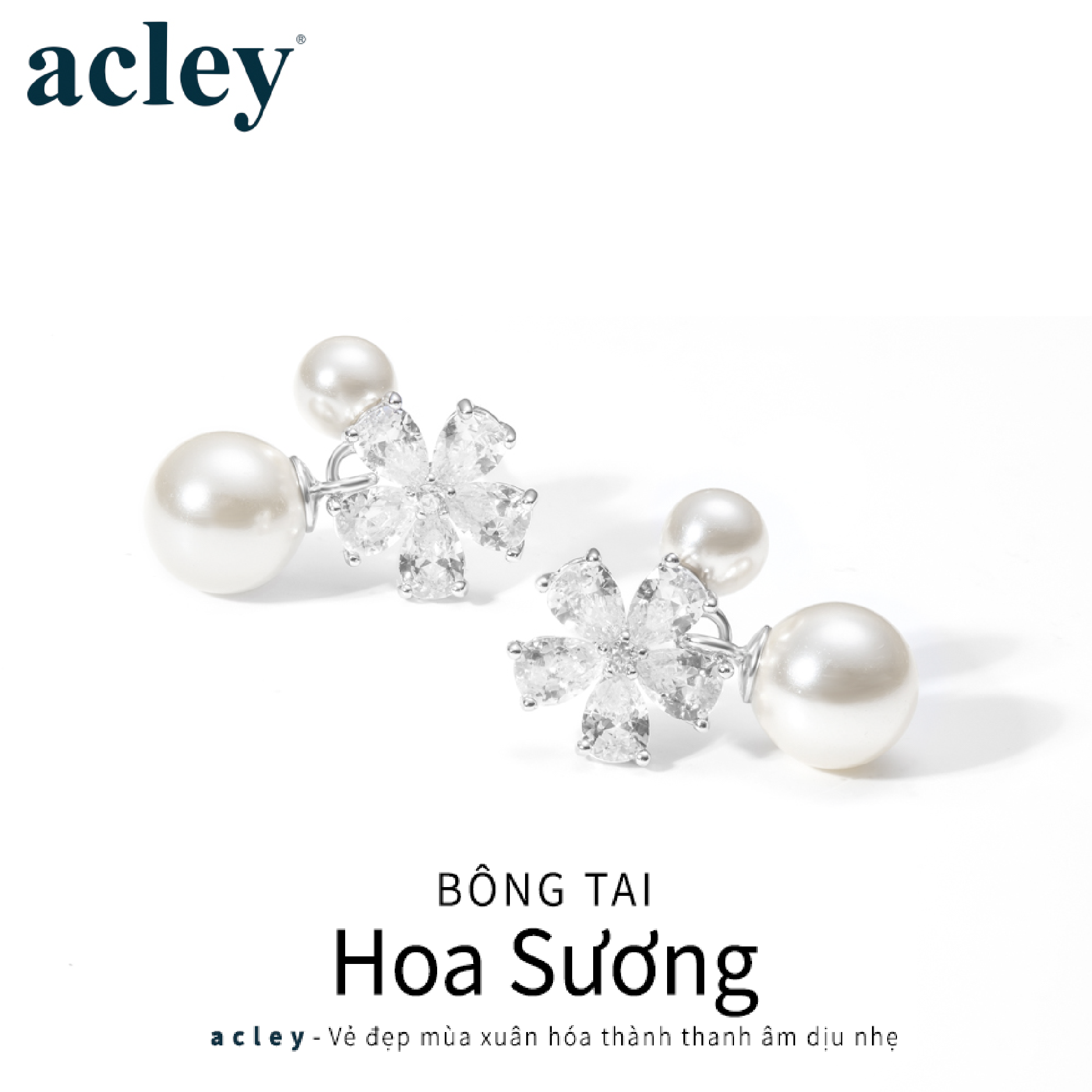Bông tai Hoa Sương – Acley | Bạc S925 + Ngọc trai + Đá CZ Zirconia | YG11603A8Zd - Image 2