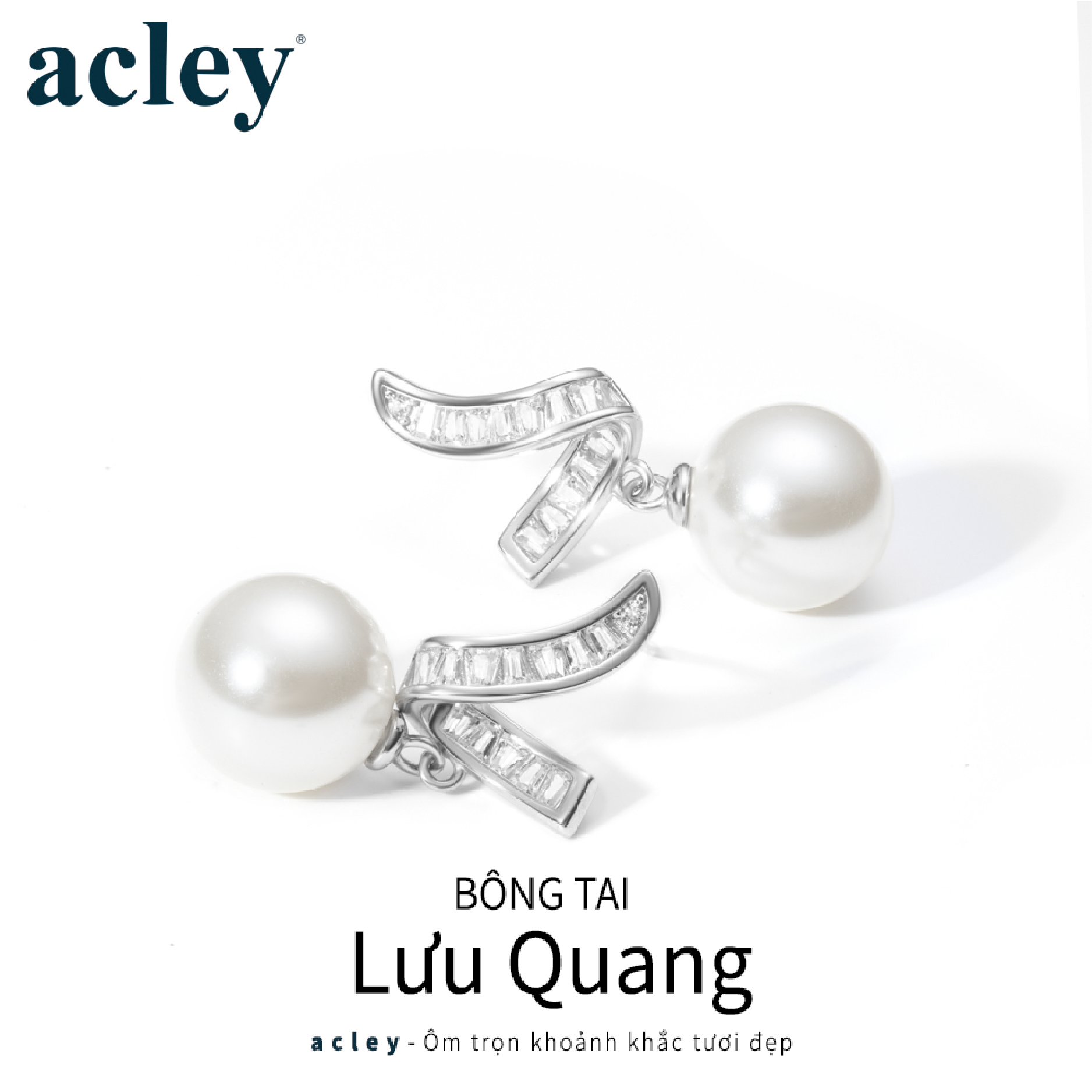 Bông tai Lưu Quang – Acley | Bạc S925 + Ngọc trai + Đá CZ Zirconia | E131090453 - Image 2