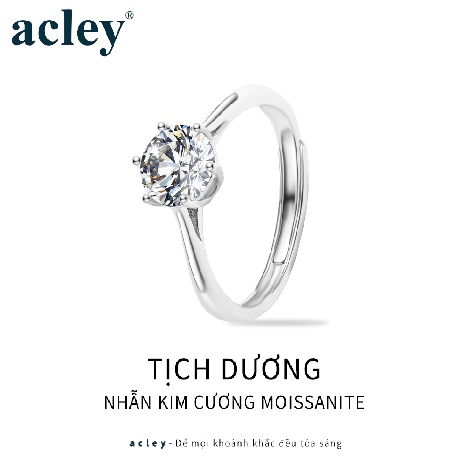 Nhẫn Tịch Dương – Acley | Bạc S925 + Kim cương Moissanite | MS R57770401 - Image 2
