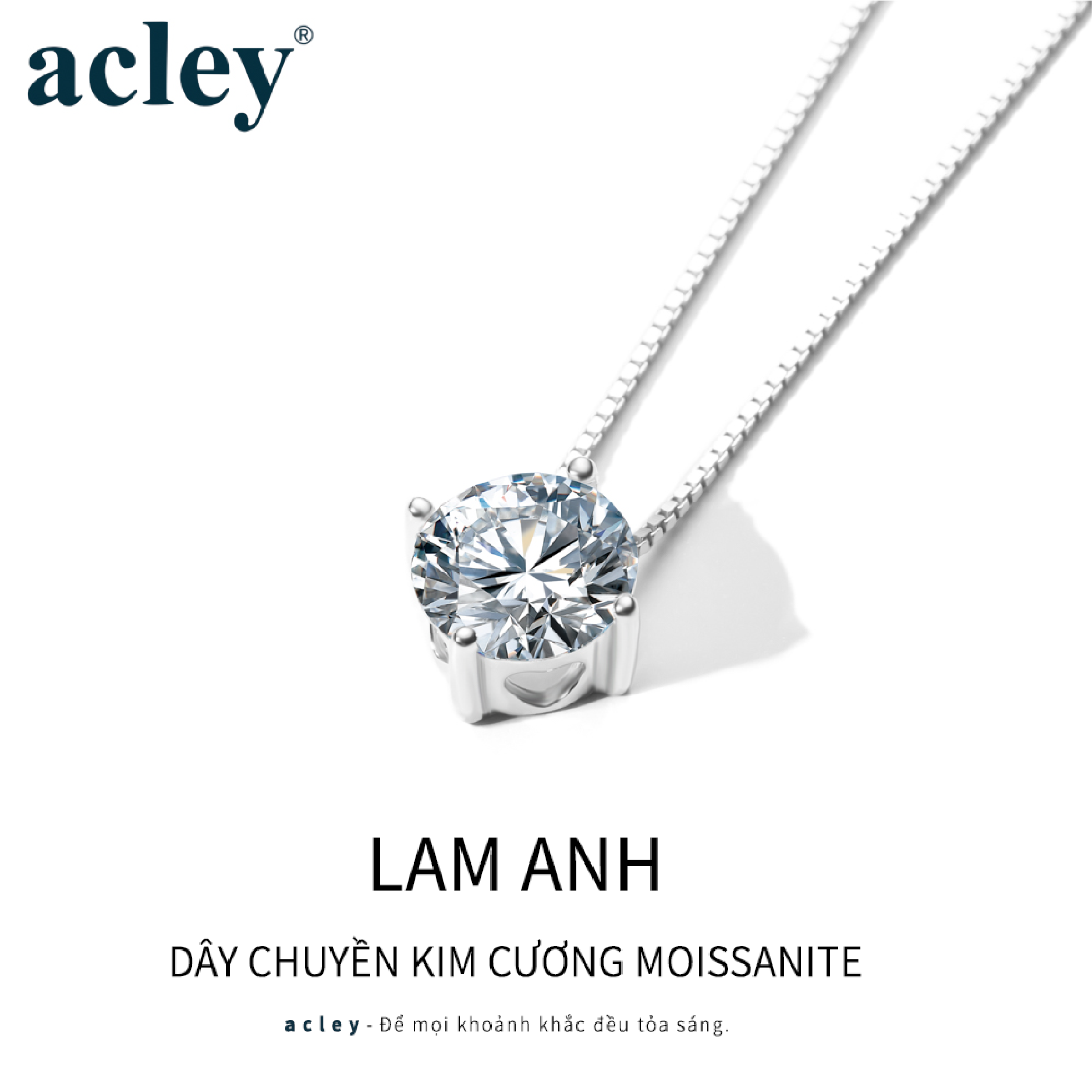 Dây chuyền Lam Anh – Acley | Bạc S925 + Kim cương Moissanite | MS00001A8Cb - Image 2