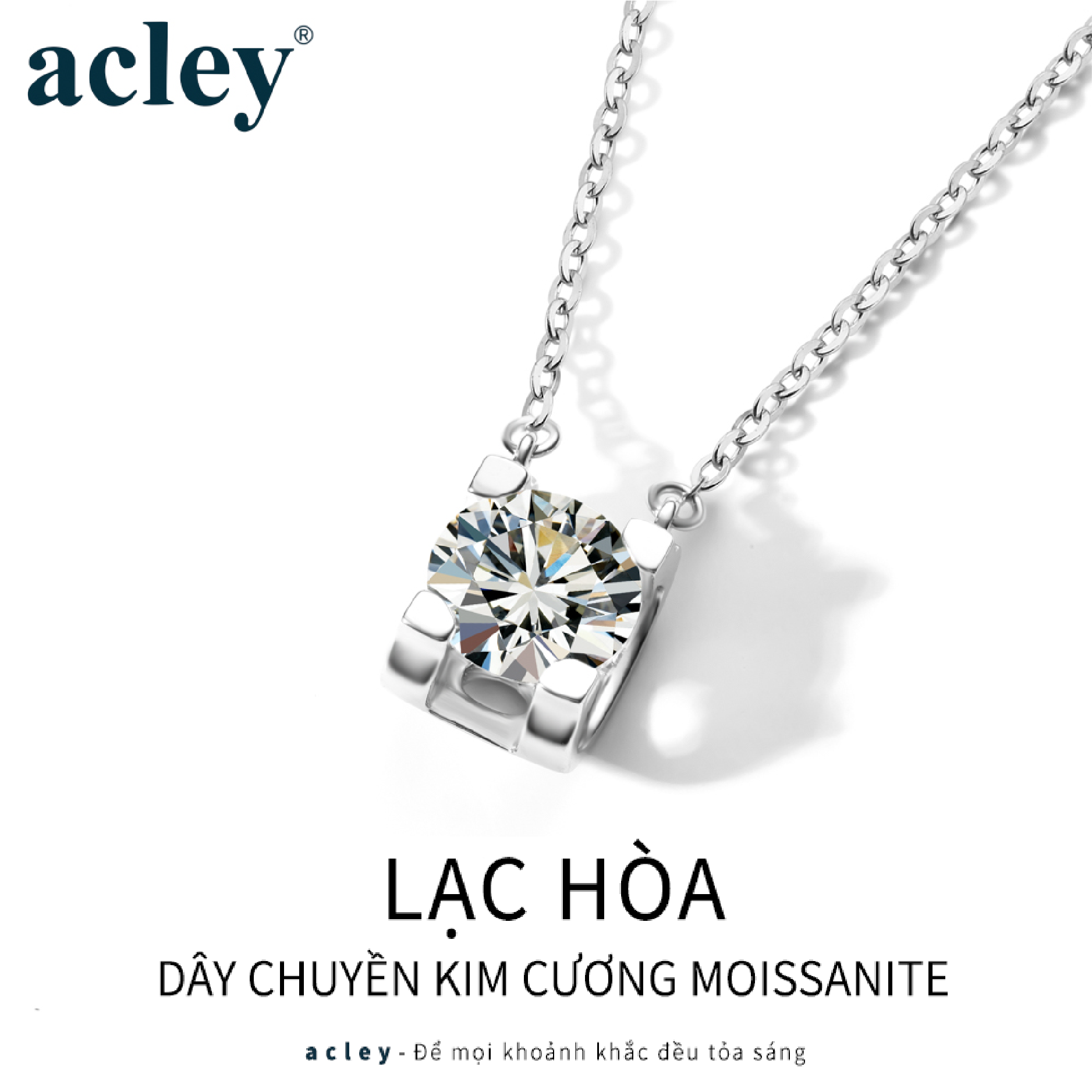 Dây chuyền Lạc Hòa – Acley | Bạc S925 + Kim cương Moissanite | MS00004A8Cb - Image 2