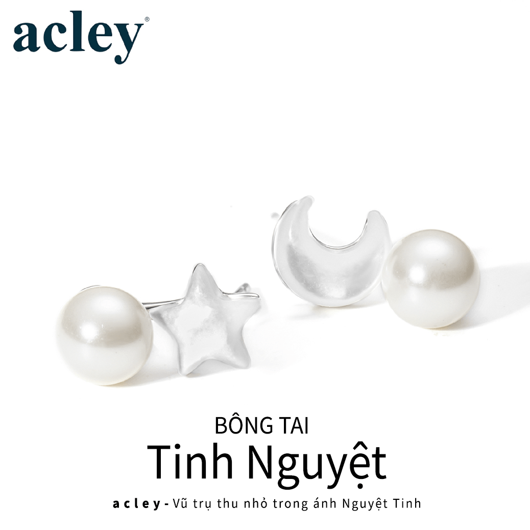 Bông tai Trăng Sao – Acley | Bạc S925 + Xà cừ + Ngọc trai | E106590401 - Image 2