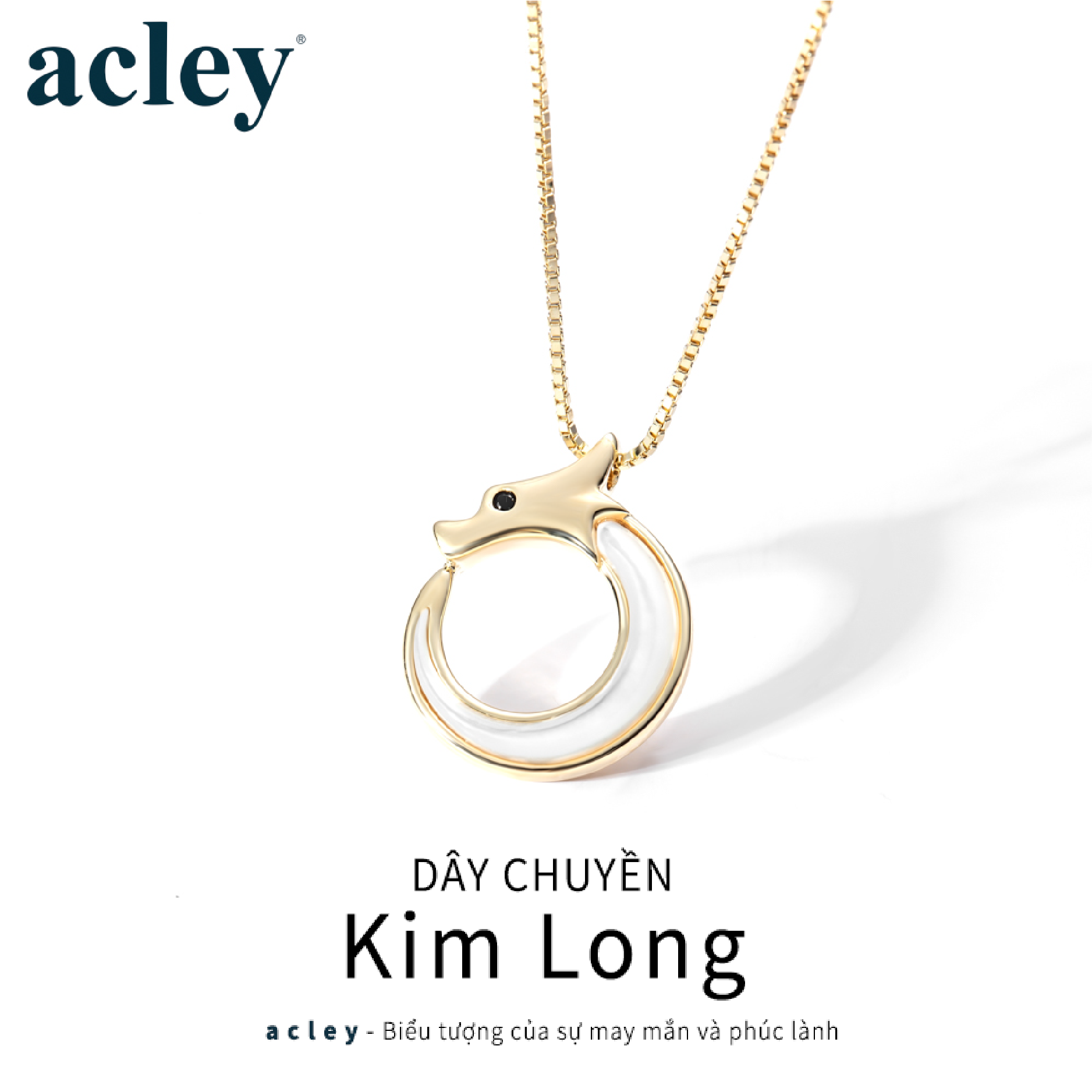 Dây chuyền Kim Long – Acley | Bạc S925 + Xà cừ + Đá CZ Zirconia | YFD3087EG - Image 2