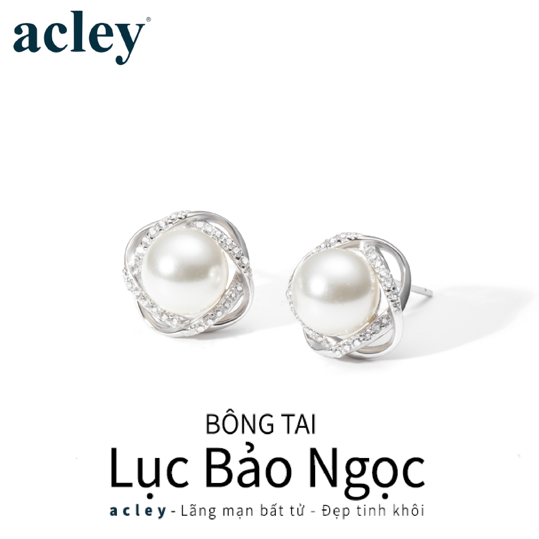 Bông tai Lục Bảo Ngọc – Acley | Bạc S925 + Ngọc trai + Đá CZ Zirconia | AE15470401 - Image 2