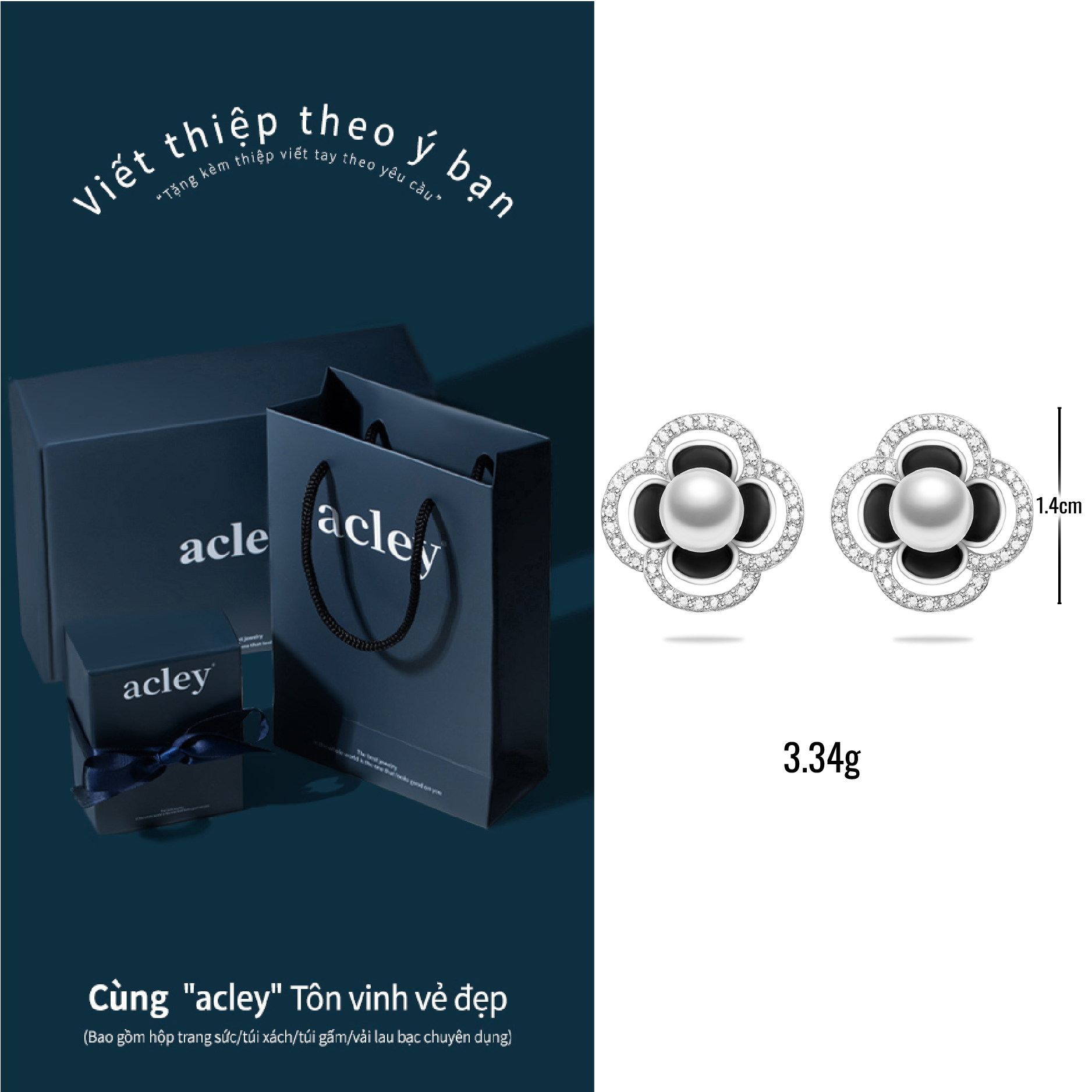 Bông tai Hoa Sơn Trà – Acley | Bạc S925 + Ngọc trai + Đá CZ Zirconia | E1009436114 - Image 3