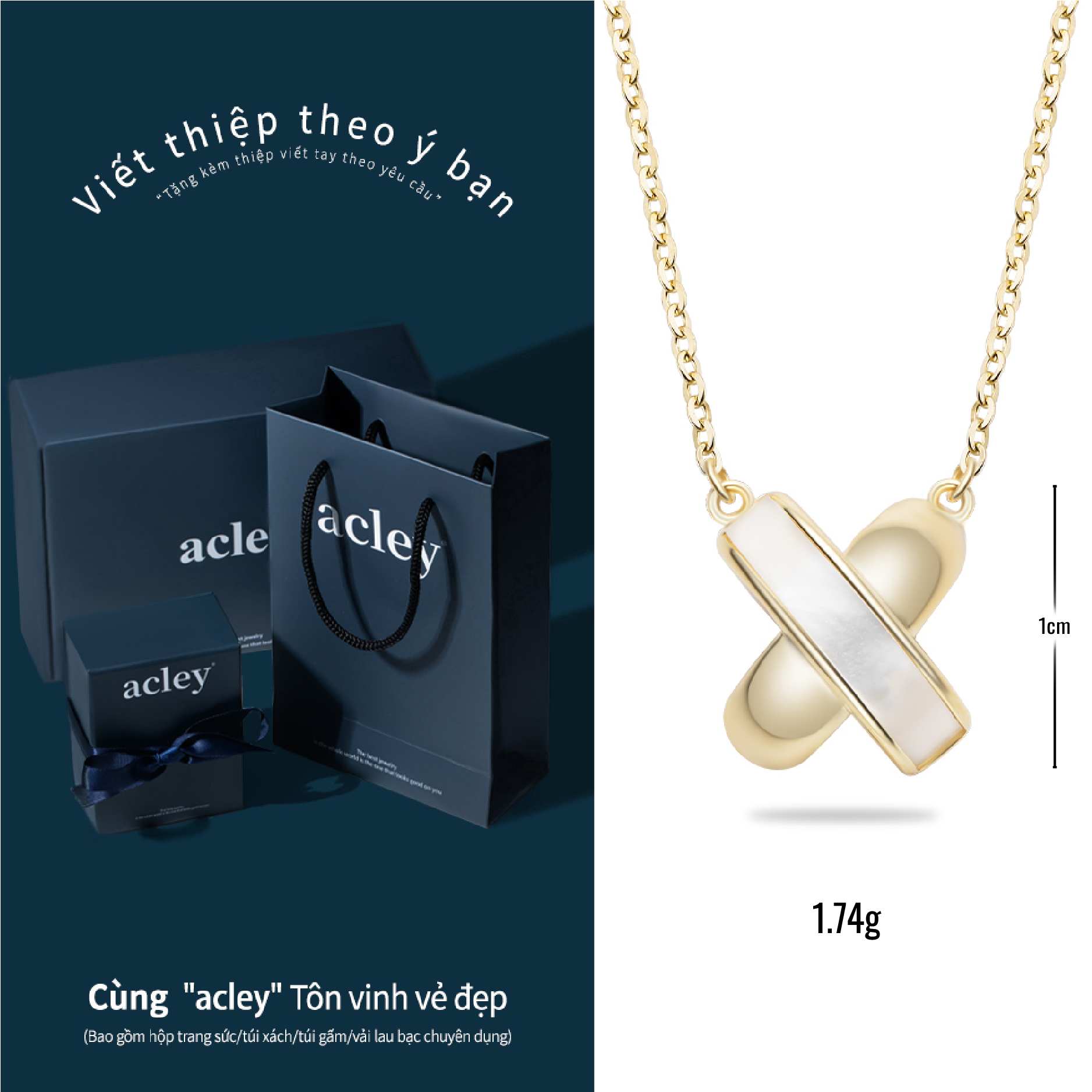 Dây chuyền Giao Ước Vàng – Acley | Bạc S925 + Xà cừ | YE0529I0Cb - Image 3