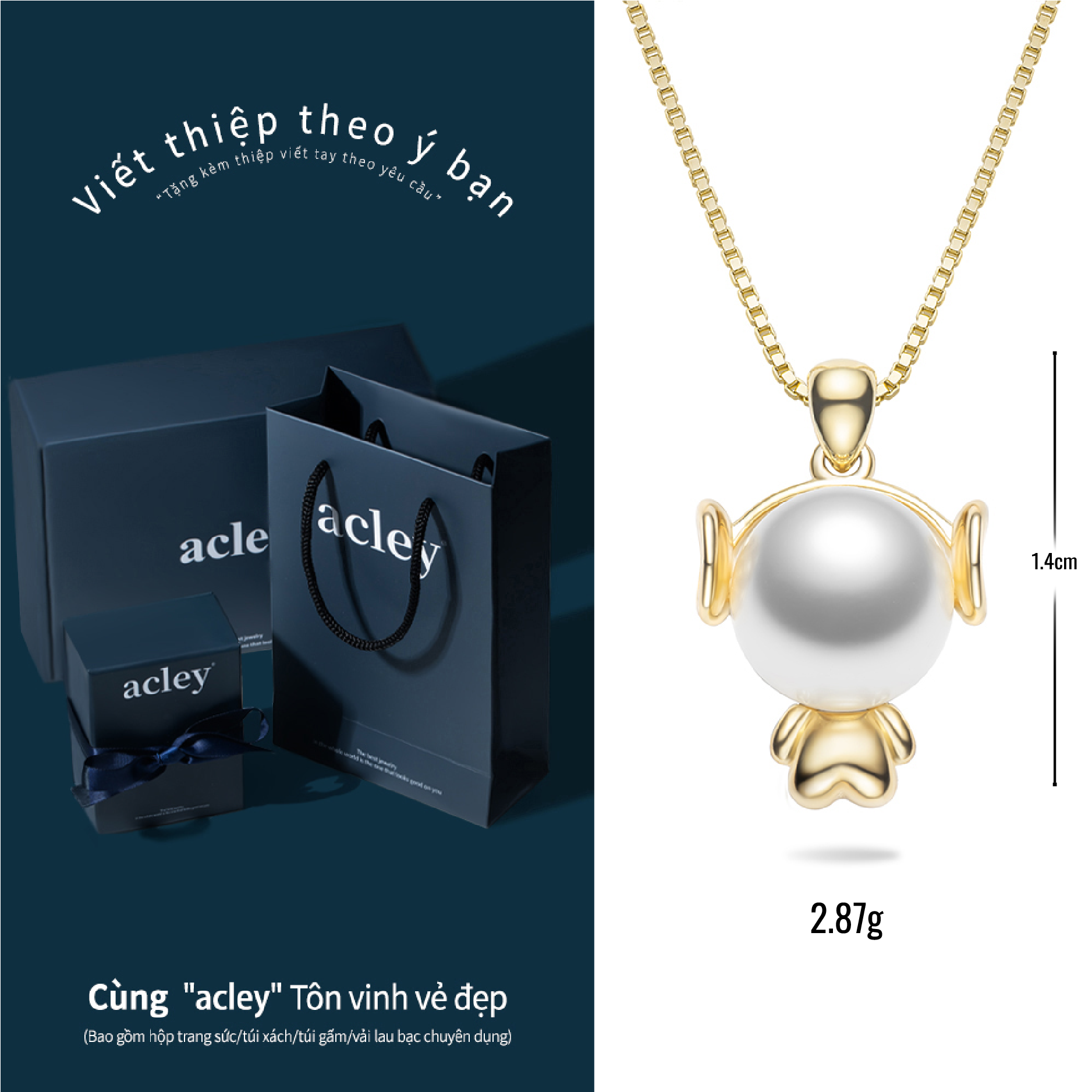 Dây chuyền Phi Hành Gia – Acley | Bạc S925 + Ngọc trai | YE03526 - Image 3