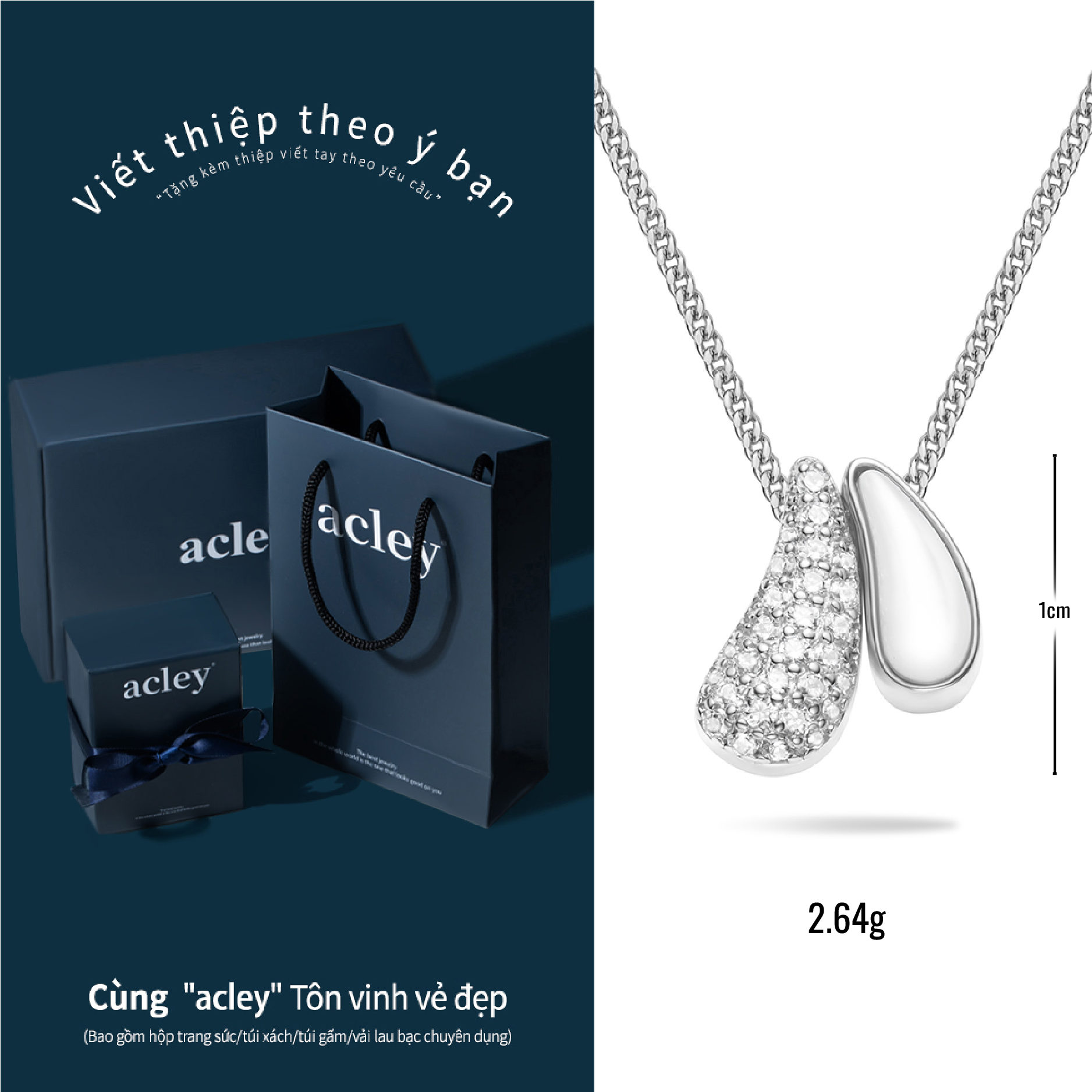Dây chuyền Ngọc Ánh Sương – Acley | Bạc S925 + Xà cừ + Đá CZ Zirconia | YE07320I8Cb, YE07320A8Cb - Image 3
