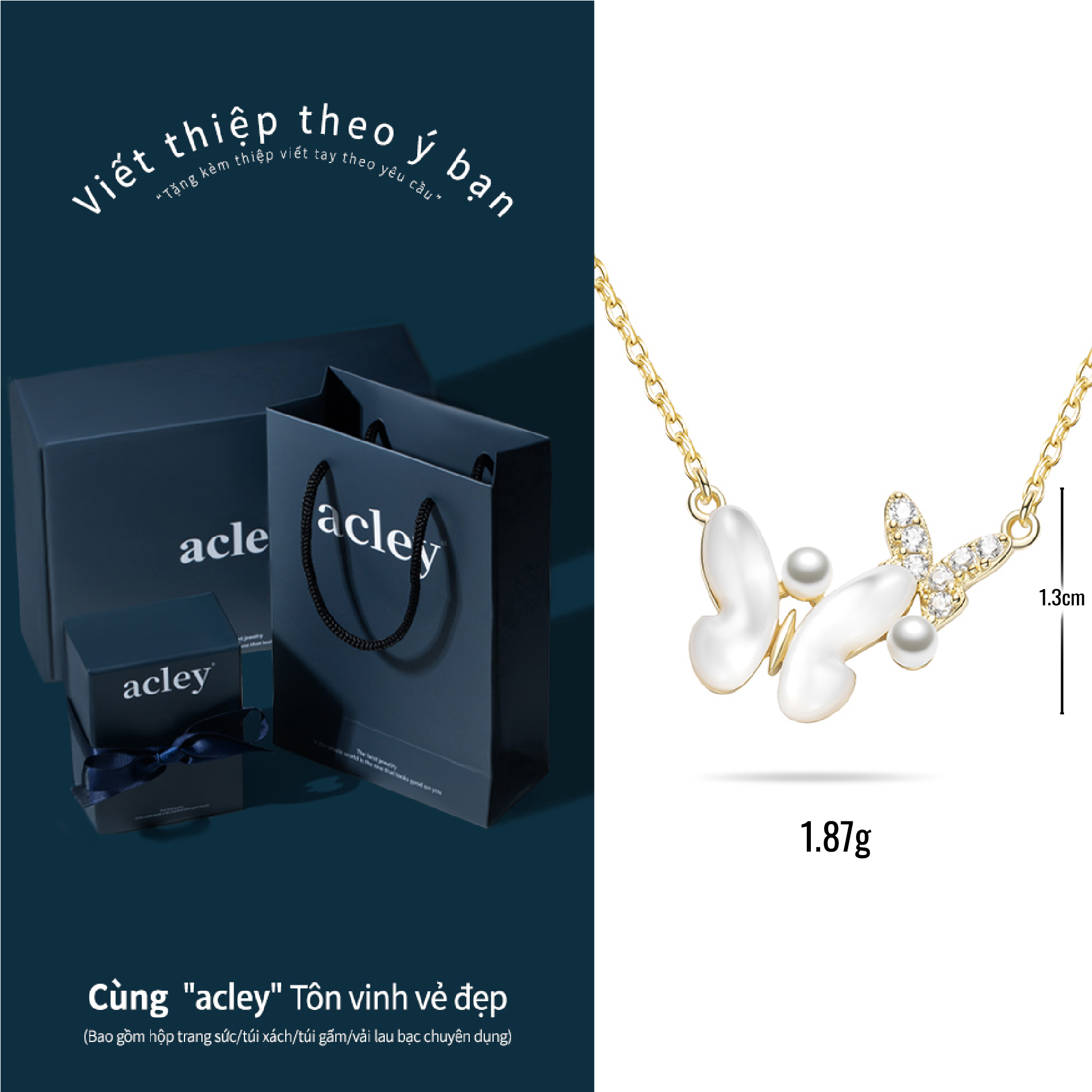 Dây chuyền cánh hồ điệp – Acley | Bạc S925 + Xà cừ ngọc trai + Đá Zirconia tổng hợp | YE07367I8Cb - Image 3