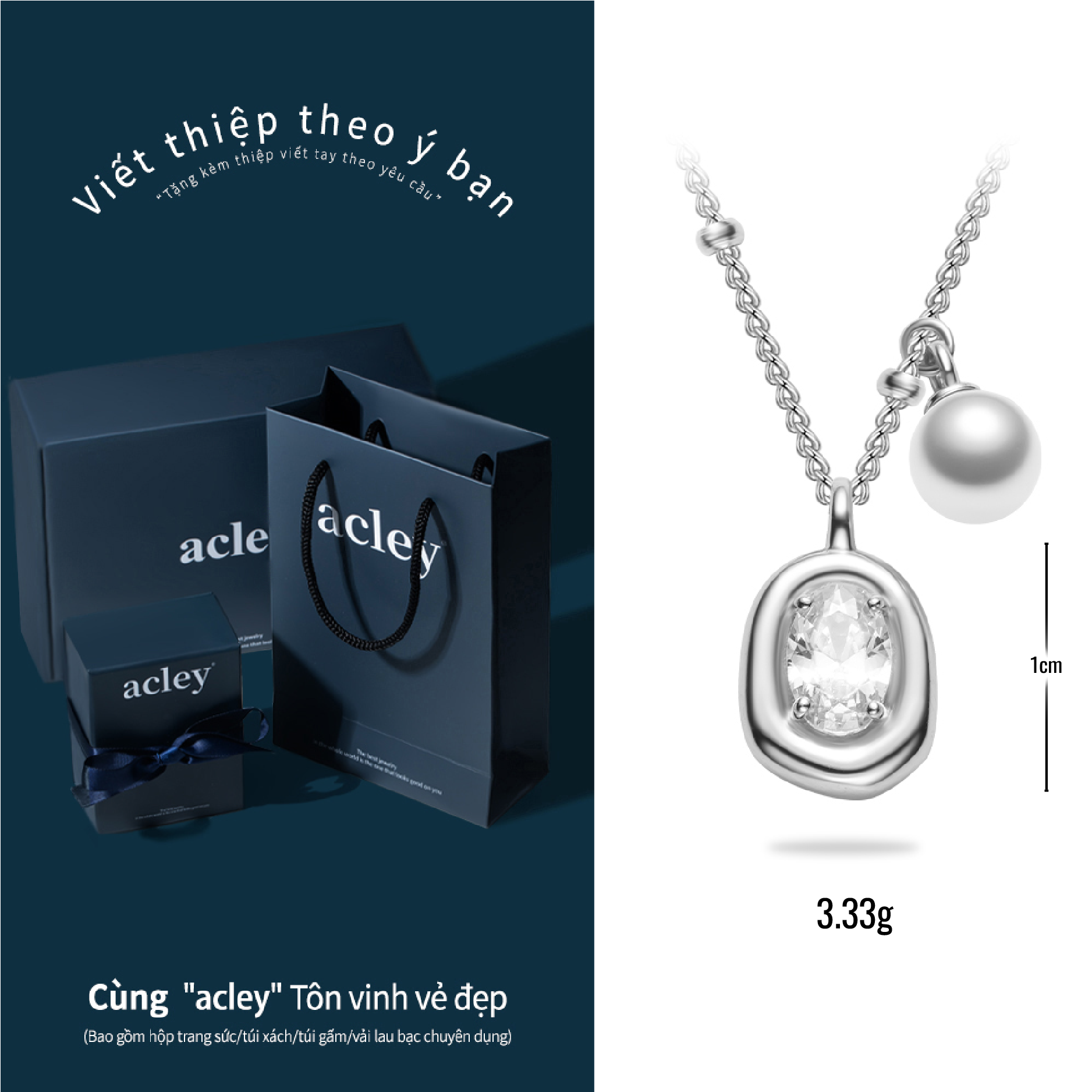 Dây chuyền Ngọc Song Anh – Acley | Bạc S925 + Ngọc trai + Đá CZ Zirconia | YE07796A8Cd - Image 3