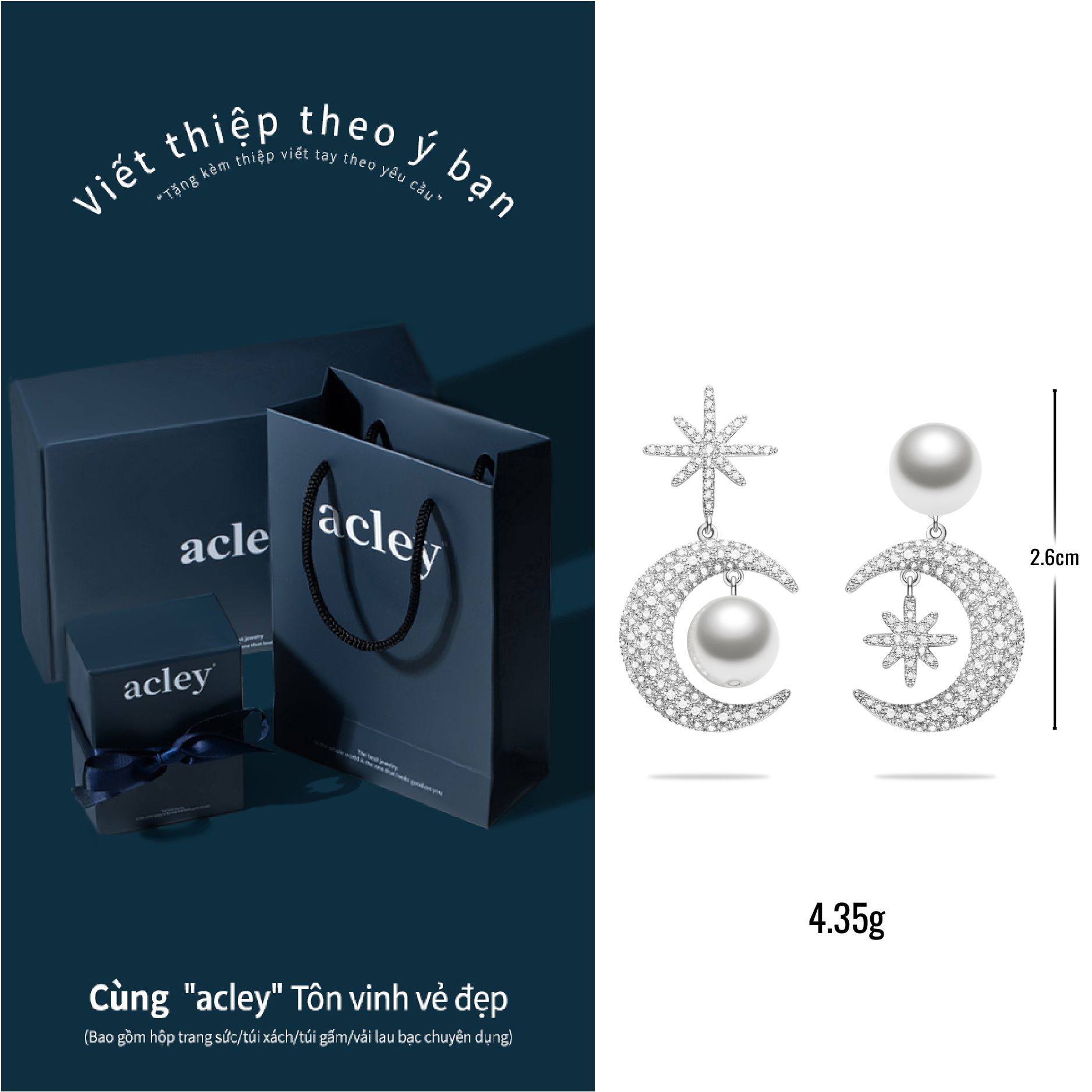Bông tai Ngọc Trăng – Acley | Bạc S925 + Ngọc trai + Đá CZ Zirconia | YG04143A8Z35 - Image 3