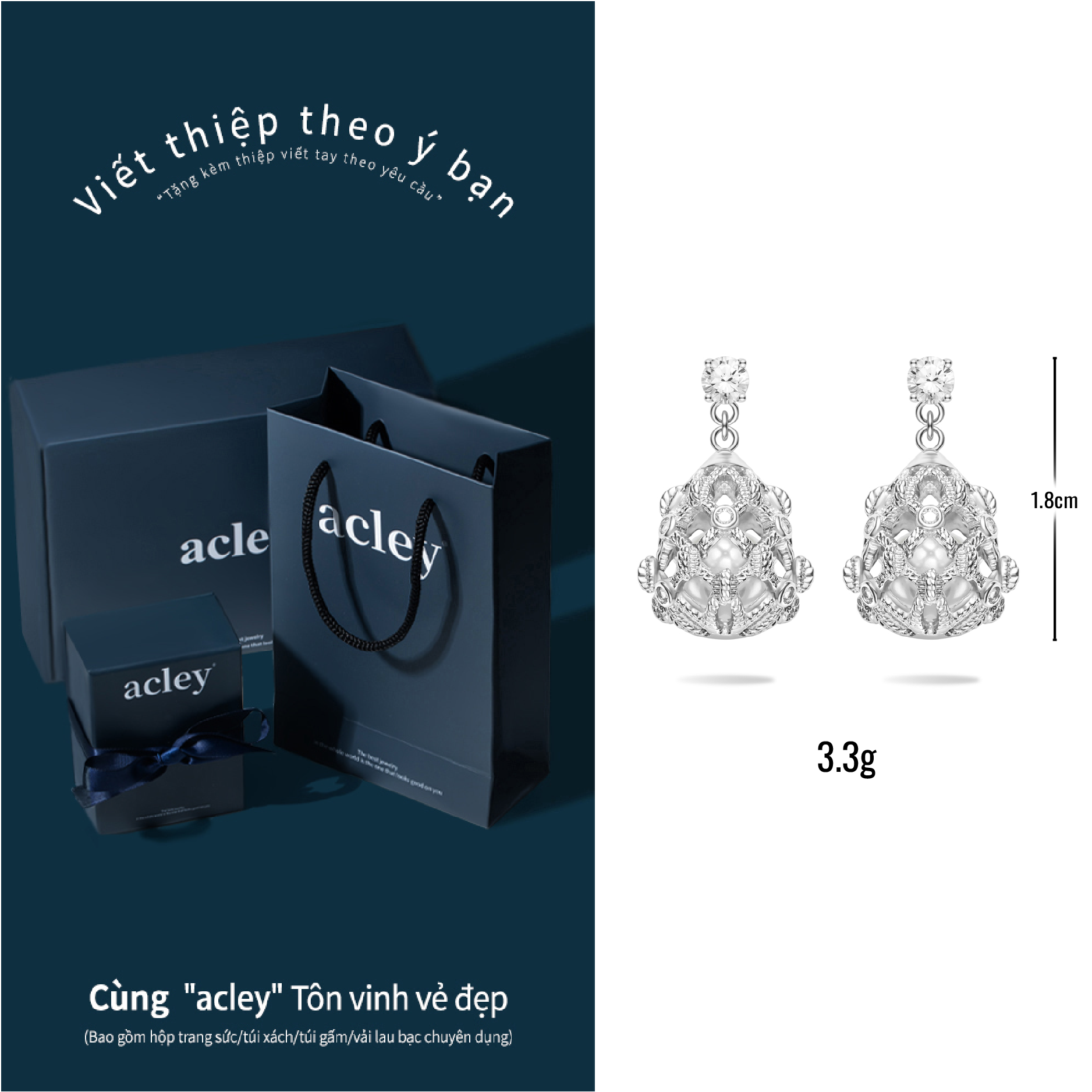 Bông tai Bảo Châu – Acley | Bạc S925 + Ngọc trai + Đá CZ Zirconia | YG07960A8Zb5 - Image 3