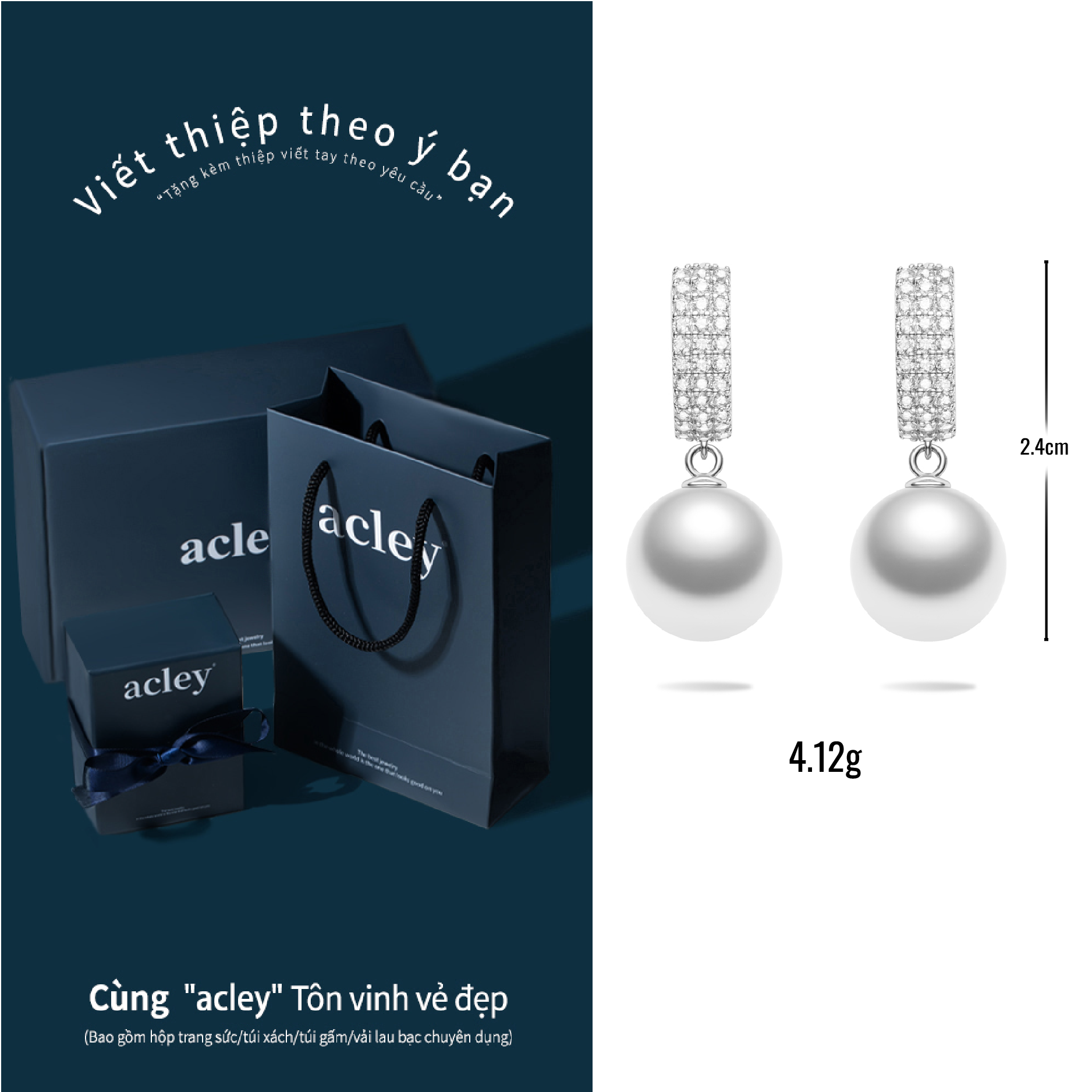 Bông tai Ánh Dịu – Acley | Bạc S925 + Ngọc trai + Đá CZ Zirconia | YG08072-1Ab4 - Image 3