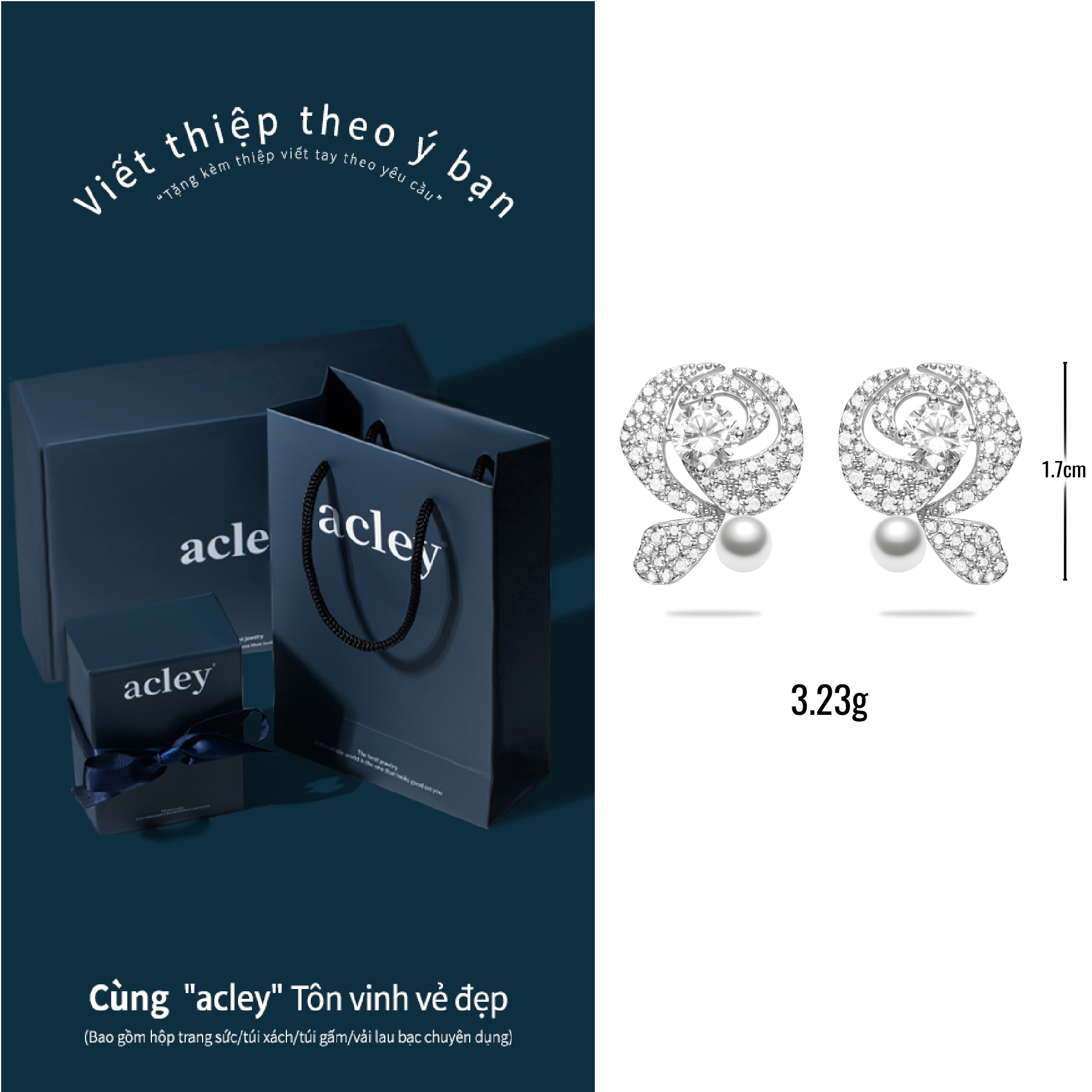 Bông tai Hoa Hồng – Acley | Bạc S925 + Ngọc trai + Đá CZ Zirconia | YG10697A8Zd - Image 3