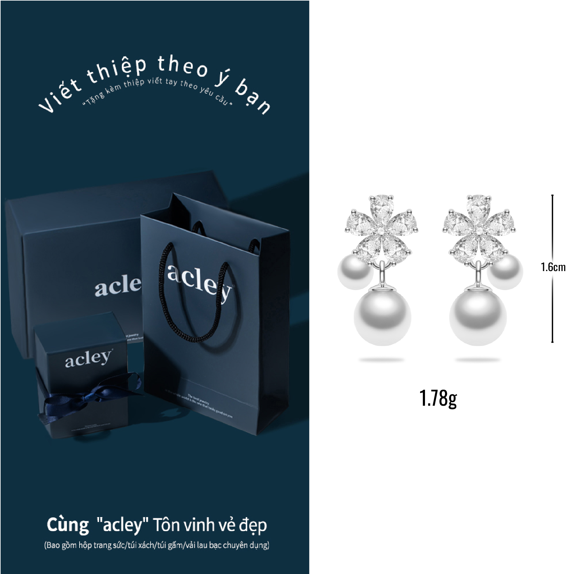 Bông tai Hoa Sương – Acley | Bạc S925 + Ngọc trai + Đá CZ Zirconia | YG11603A8Zd - Image 3