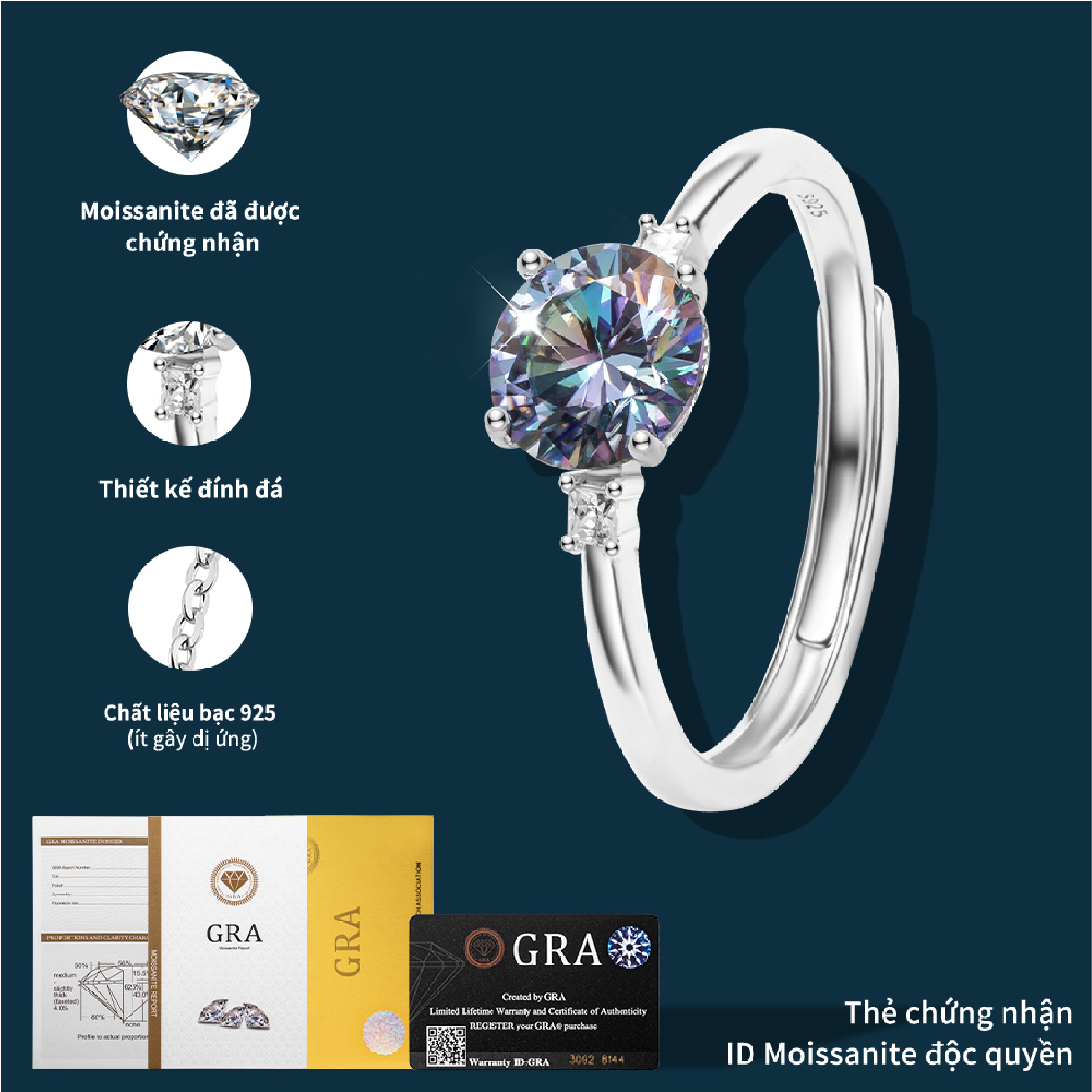 Nhẫn Trường An – Acley | Bạc S925 + Kim cương Moissanite | MJ-0417qq - Image 5