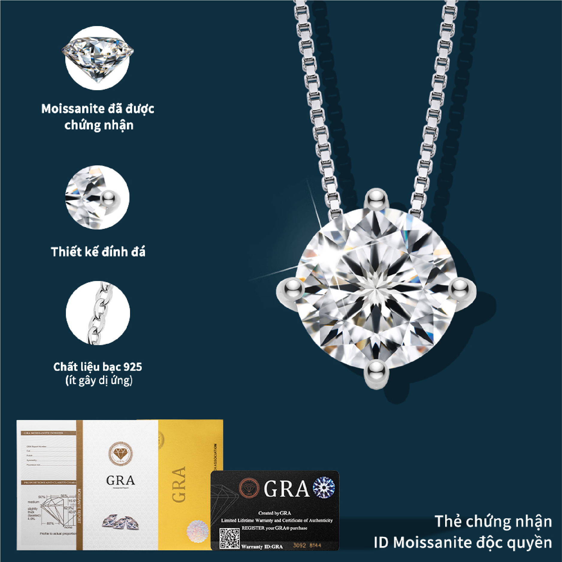 Dây chuyền Lam Anh – Acley | Bạc S925 + Kim cương Moissanite | MS00001A8Cb - Image 5
