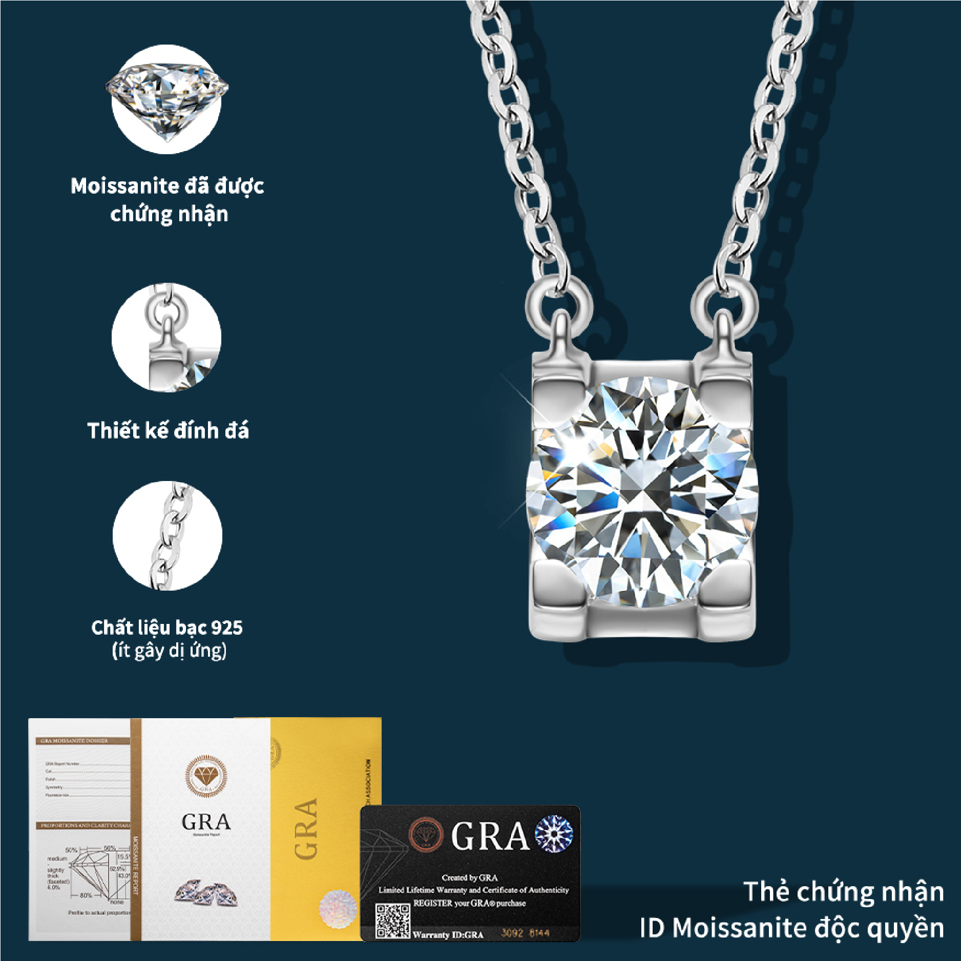 Dây chuyền Lạc Hòa – Acley | Bạc S925 + Kim cương Moissanite | MS00004A8Cb - Image 5