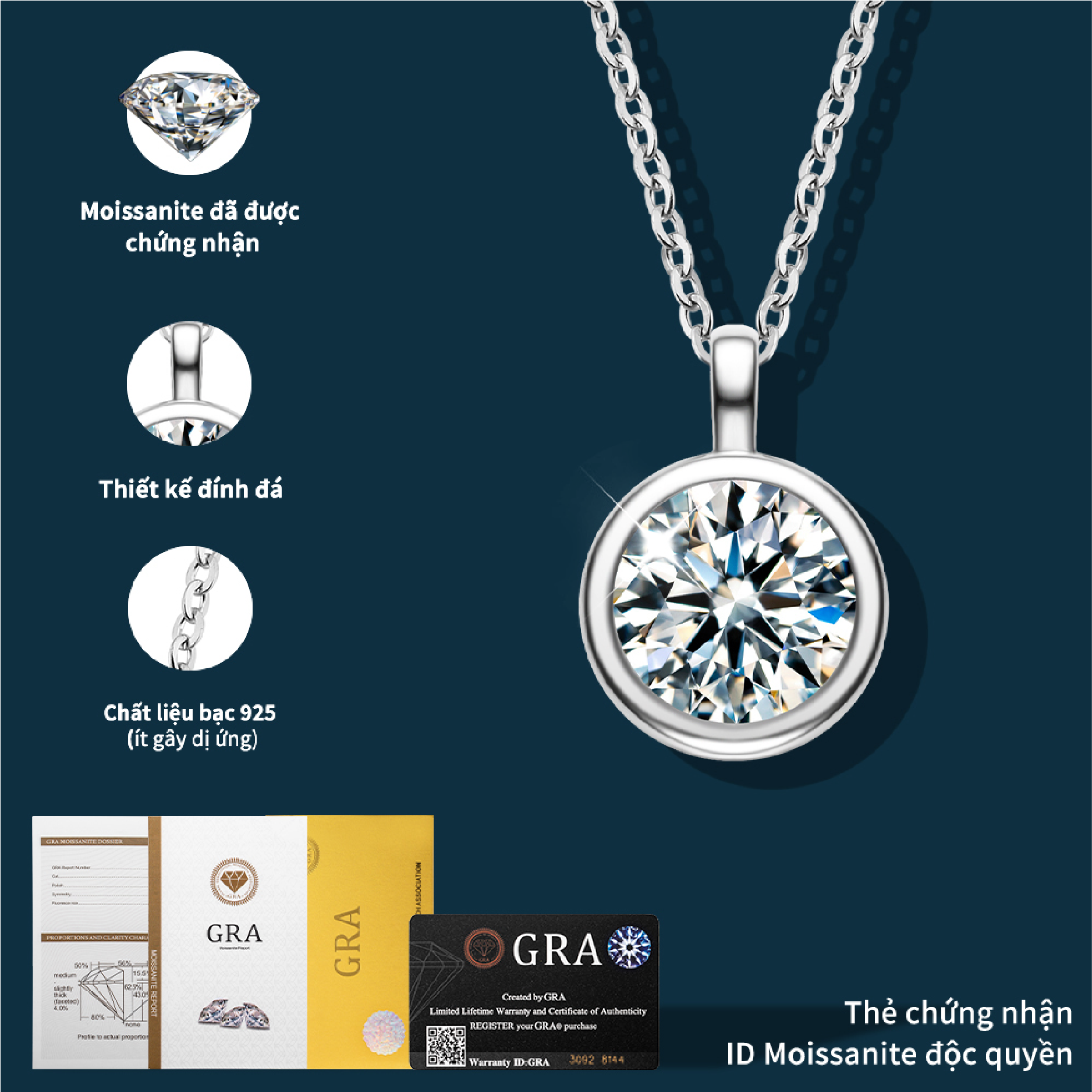 Dây chuyền Tinh Vân – Acley | Bạc S925 + Kim cương Moissanite | MS00581a8c - Image 5