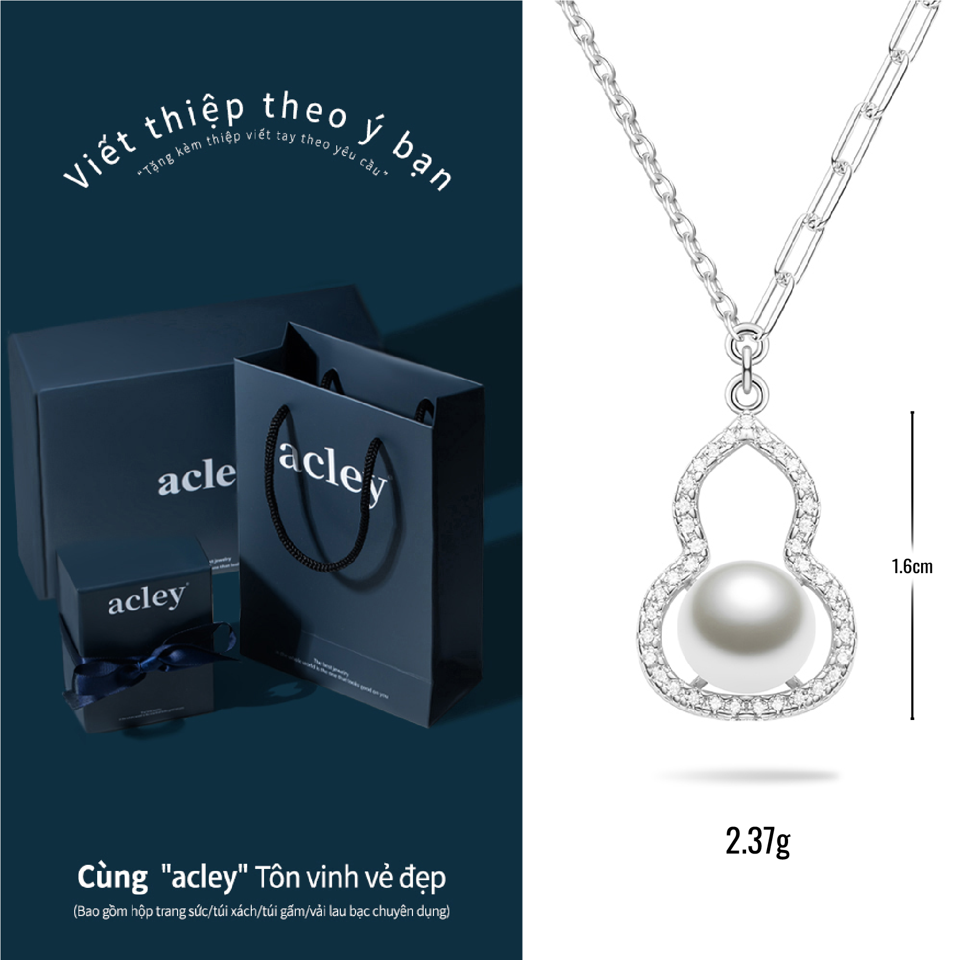 Dây chuyền Cát Tường – Acley | Bạc S925 + Ngọc trai + Đá CZ Zirconia | AYX-3858S - Image 3