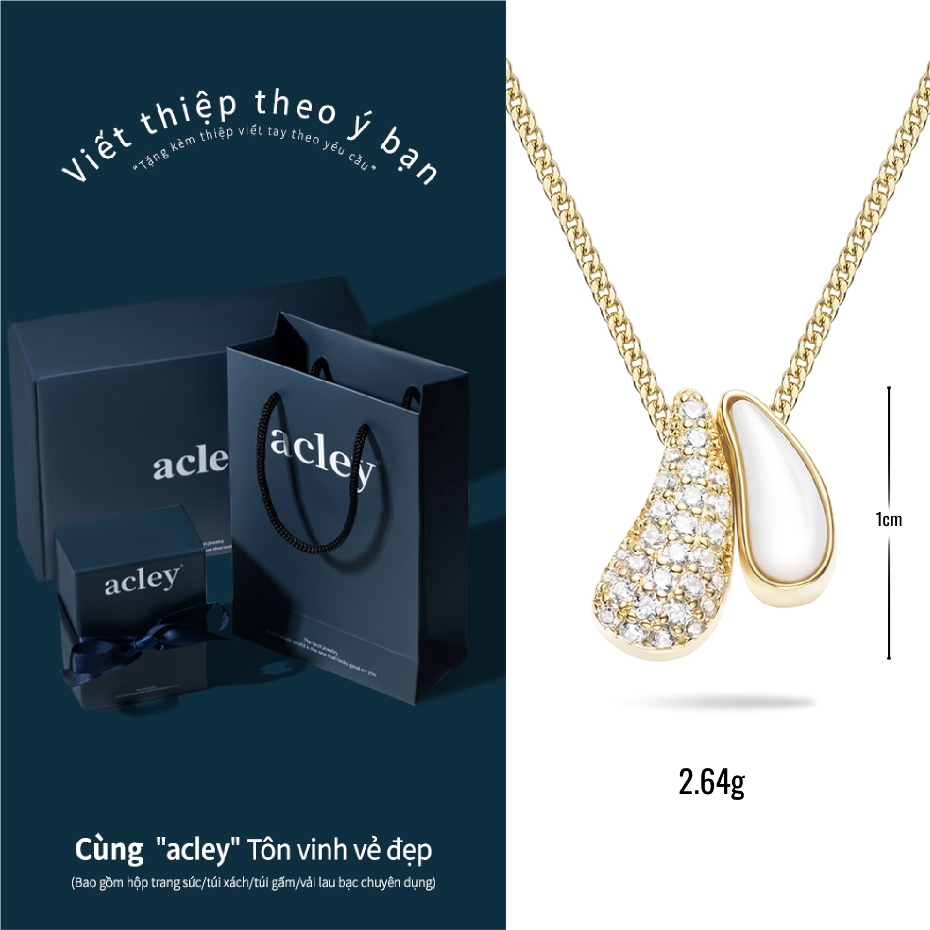 Dây chuyền Ngọc Ánh Sương – Acley | Bạc S925 + Xà cừ + Đá CZ Zirconia | YE07320I8Cb, YE07320A8Cb - Image 4