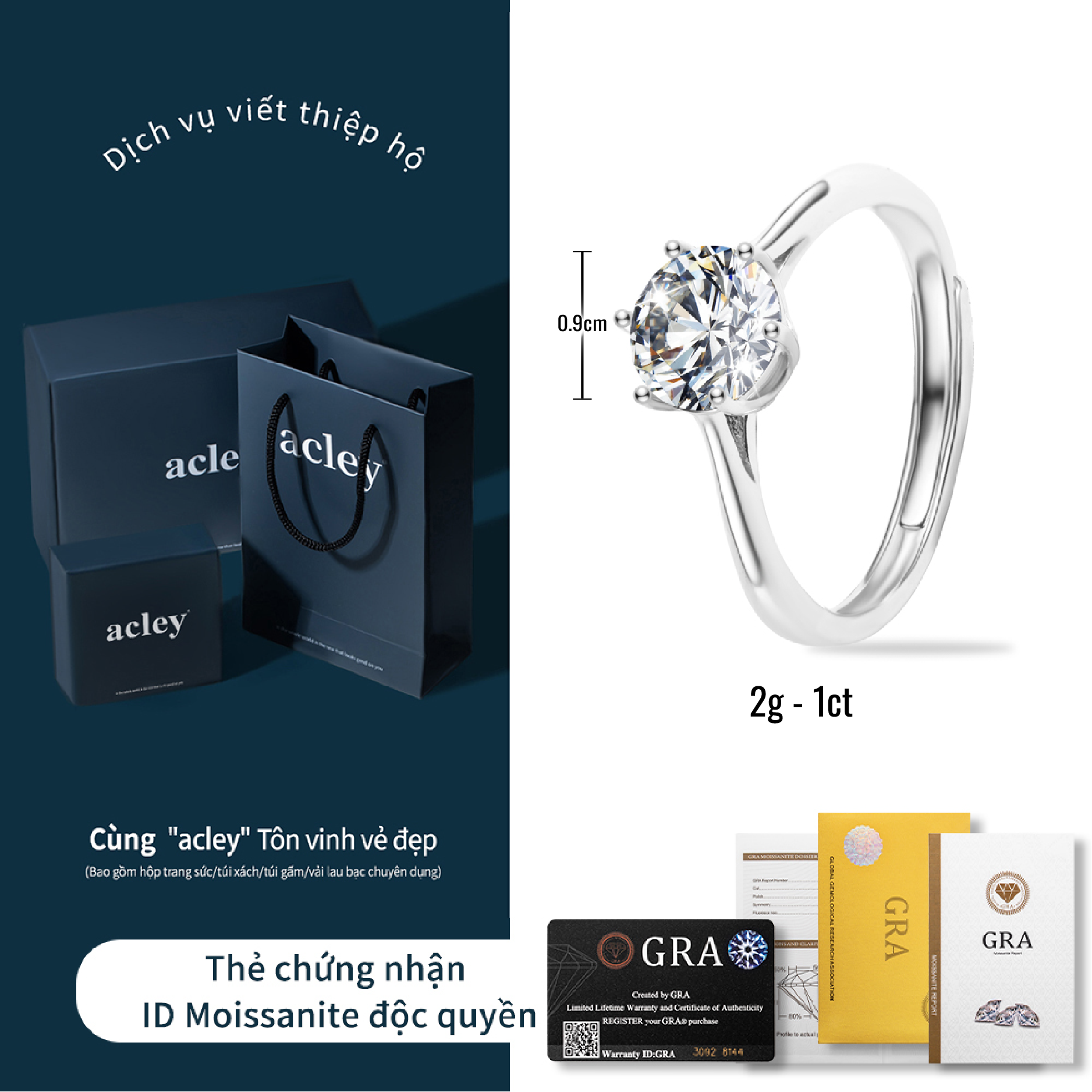 Nhẫn Tịch Dương – Acley | Bạc S925 + Kim cương Moissanite | MS R57770401 - Image 3