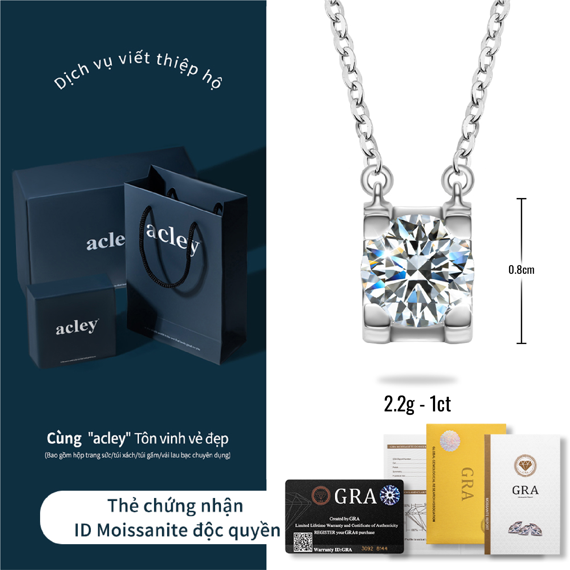 Dây chuyền Lạc Hòa – Acley | Bạc S925 + Kim cương Moissanite | MS00004A8Cb - Image 3