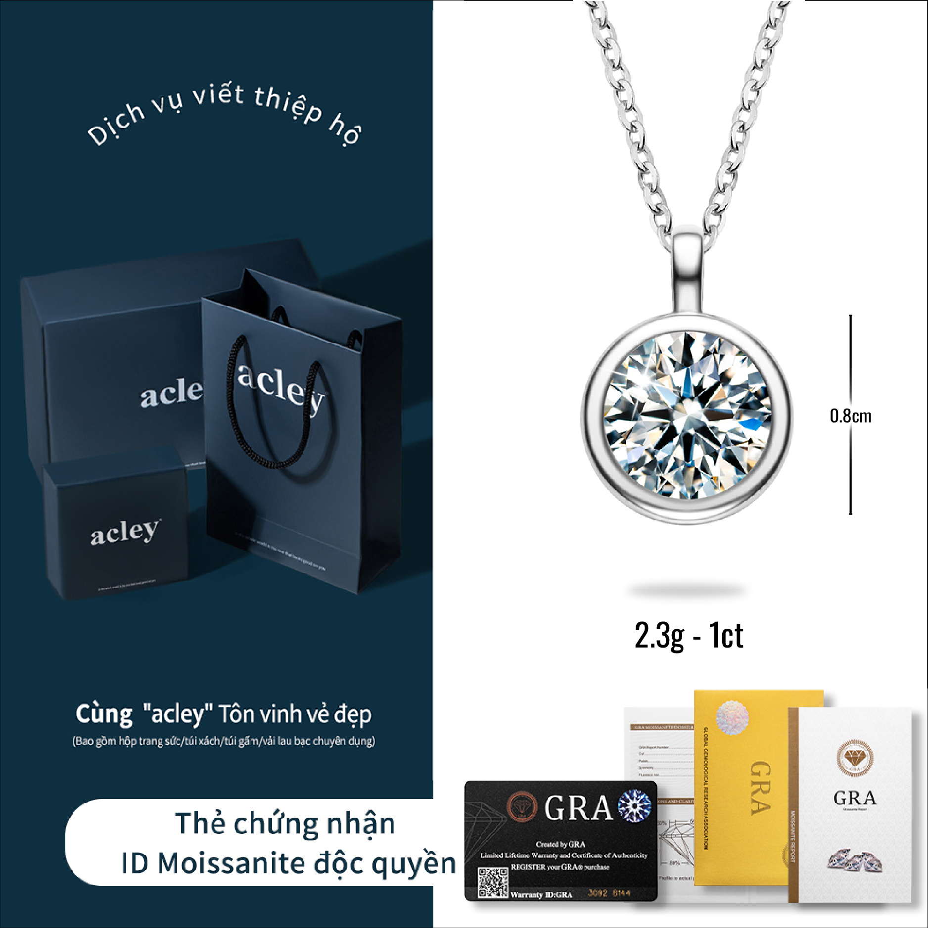 Dây chuyền Tinh Vân – Acley | Bạc S925 + Kim cương Moissanite | MS00581a8c - Image 3