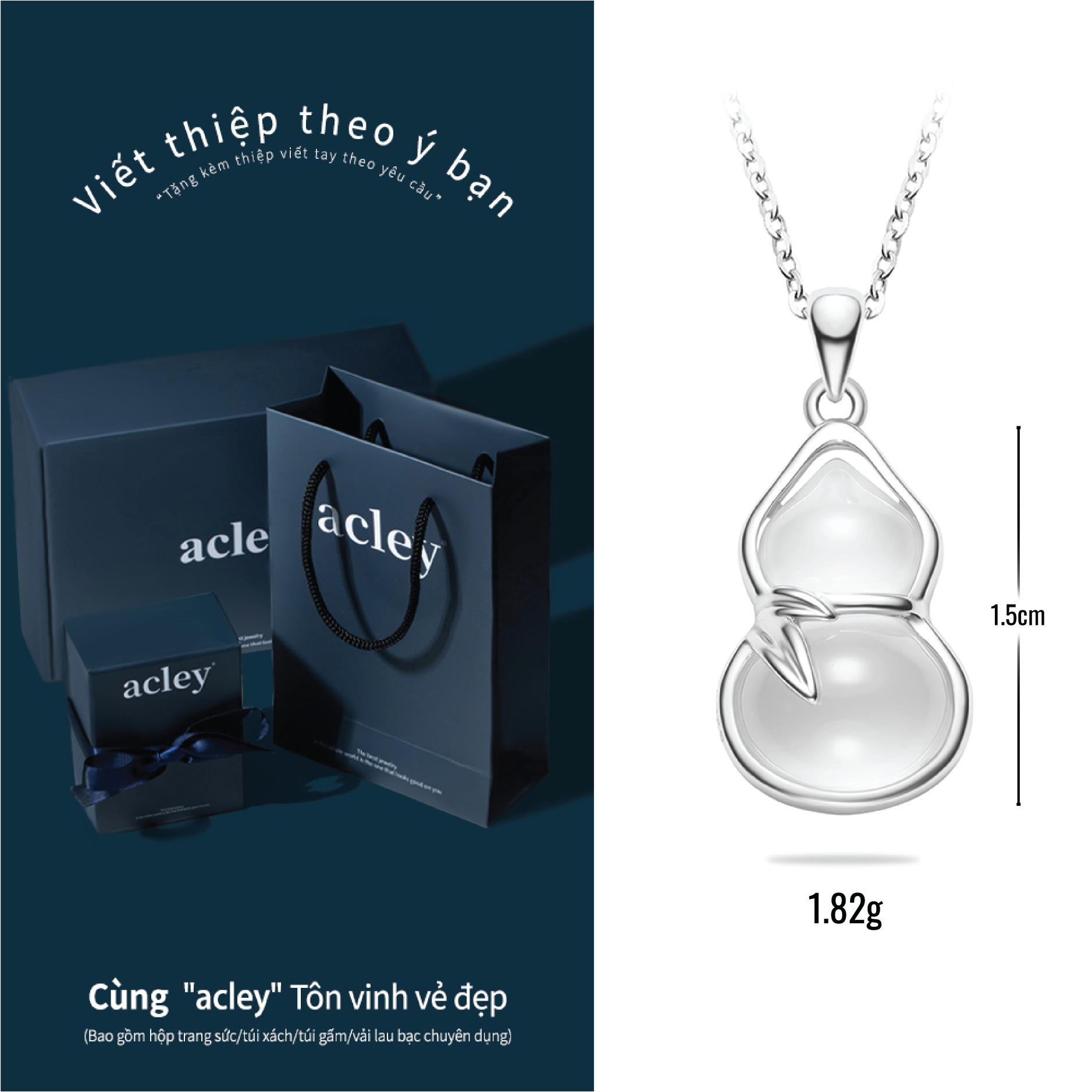 Dây chuyền Phúc Mãn Đường – Acley | Bạc S925 + Mã não trắng | YD-7539B - Image 3