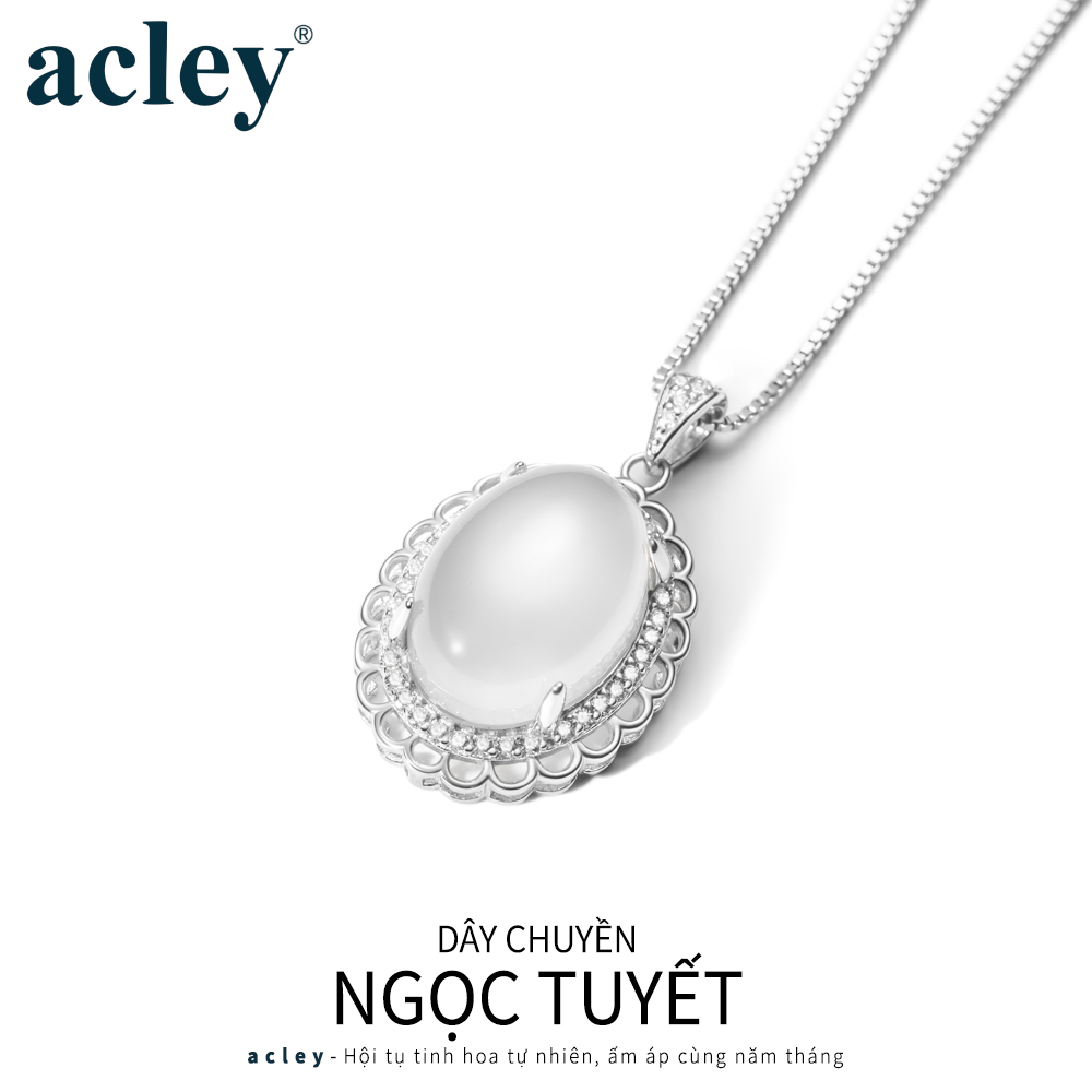 Dây chuyền Ngọc Tuyết – Acley | Bạc S925 + Mã não trắng + Đá CZ Zirconia | AGX-0568BS - Image 2