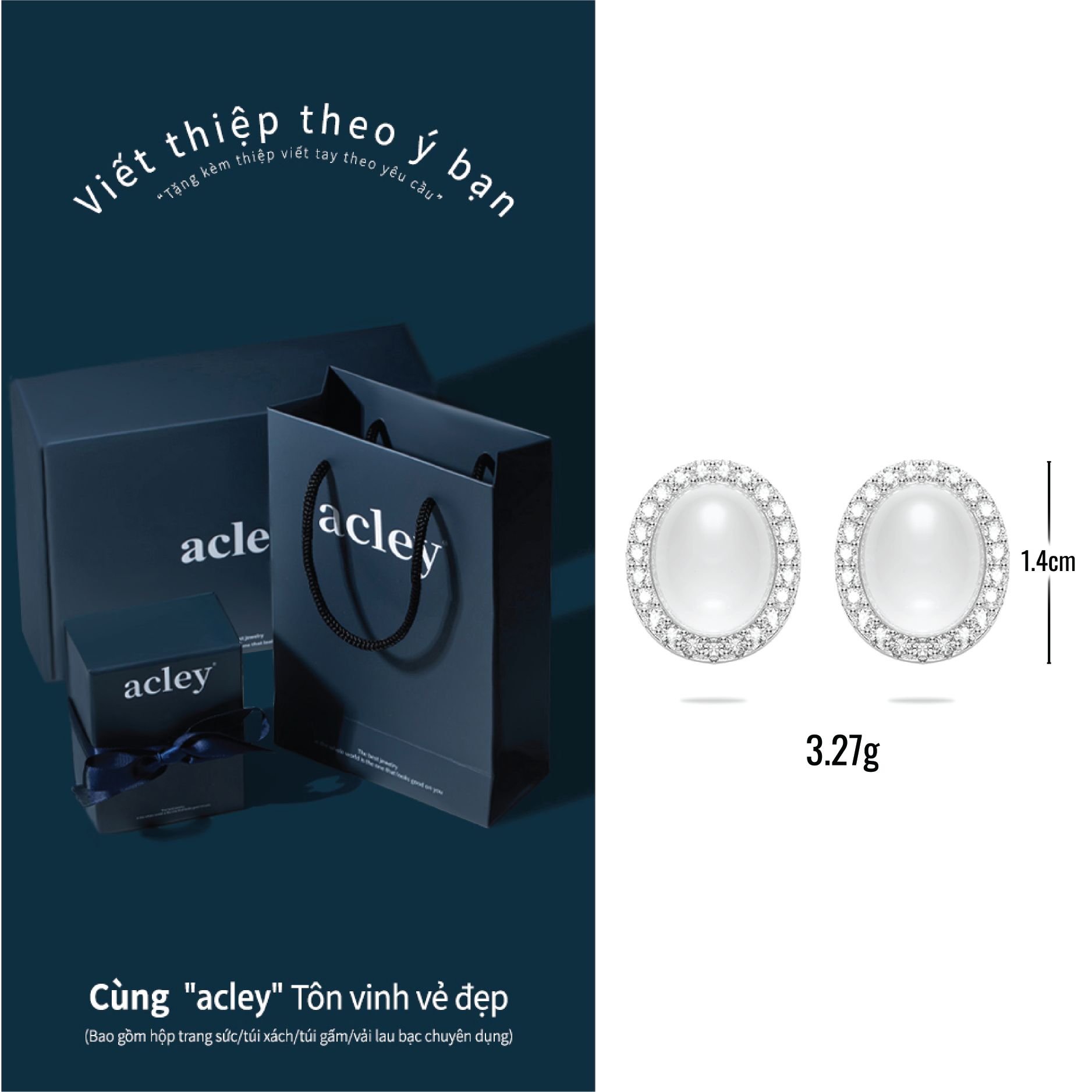 Bông tai Bạch Châu – Acley | Bạc S925 + Mã não trắng + Đá CZ Zirconia | YG08485A8Zb4 - Image 3