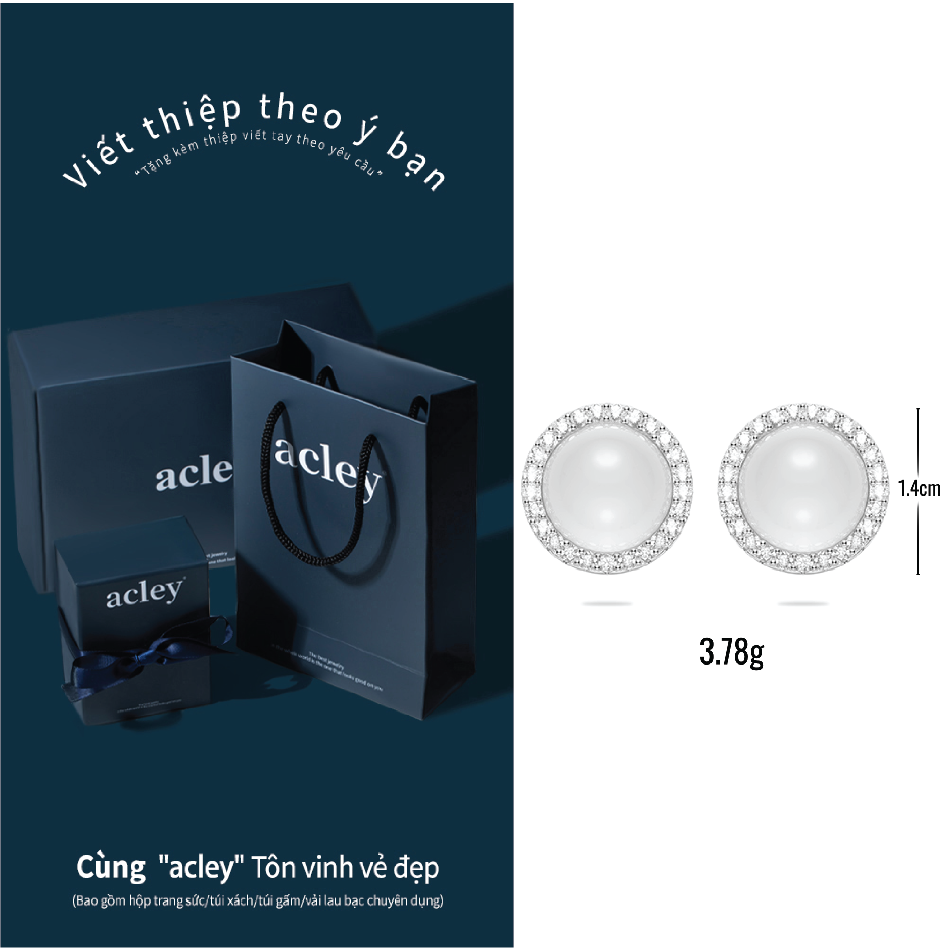 Bông tai Tinh Vân – Acley | Bạc S925 + Mã não trắng + Đá CZ Zirconia | YG08487A88Zb4 - Image 3
