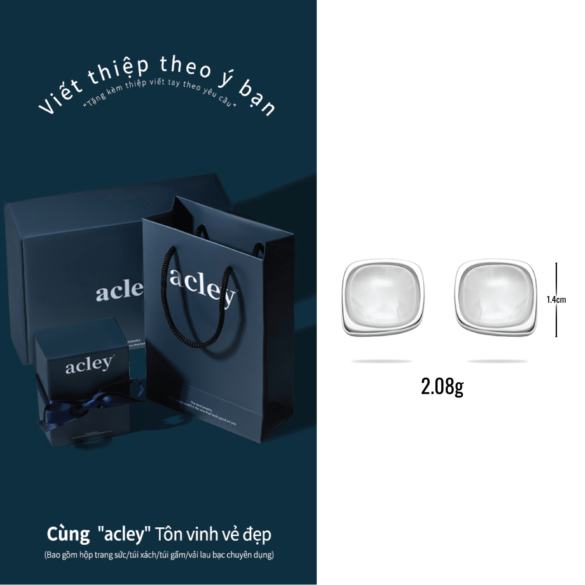 Bông tai Thanh Ngà – Acley | Bạc S925 + Mã não trắng + Đá CZ Zirconia | YG10935A0Zb - Image 3