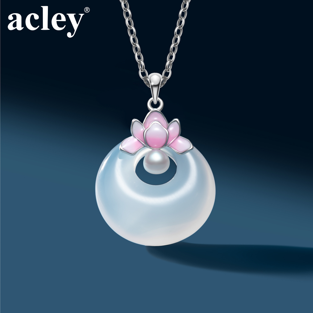 Dây chuyền Liên Hoa Phú Quý – Acley | Bạc S925 + Mã não trắng + Ngọc trai tự nhiên | AGX-0331S - Image 5