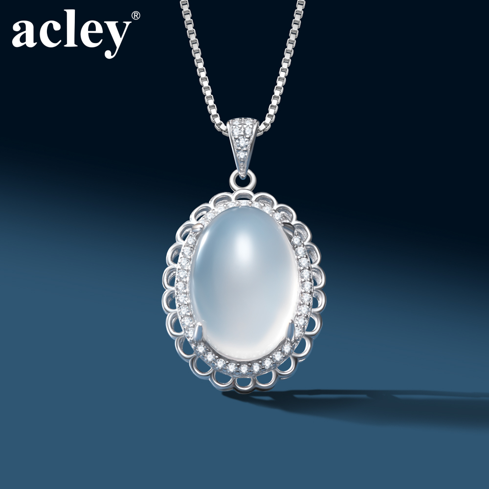 Dây chuyền Ngọc Tuyết – Acley | Bạc S925 + Mã não trắng + Đá CZ Zirconia | AGX-0568BS - Image 5