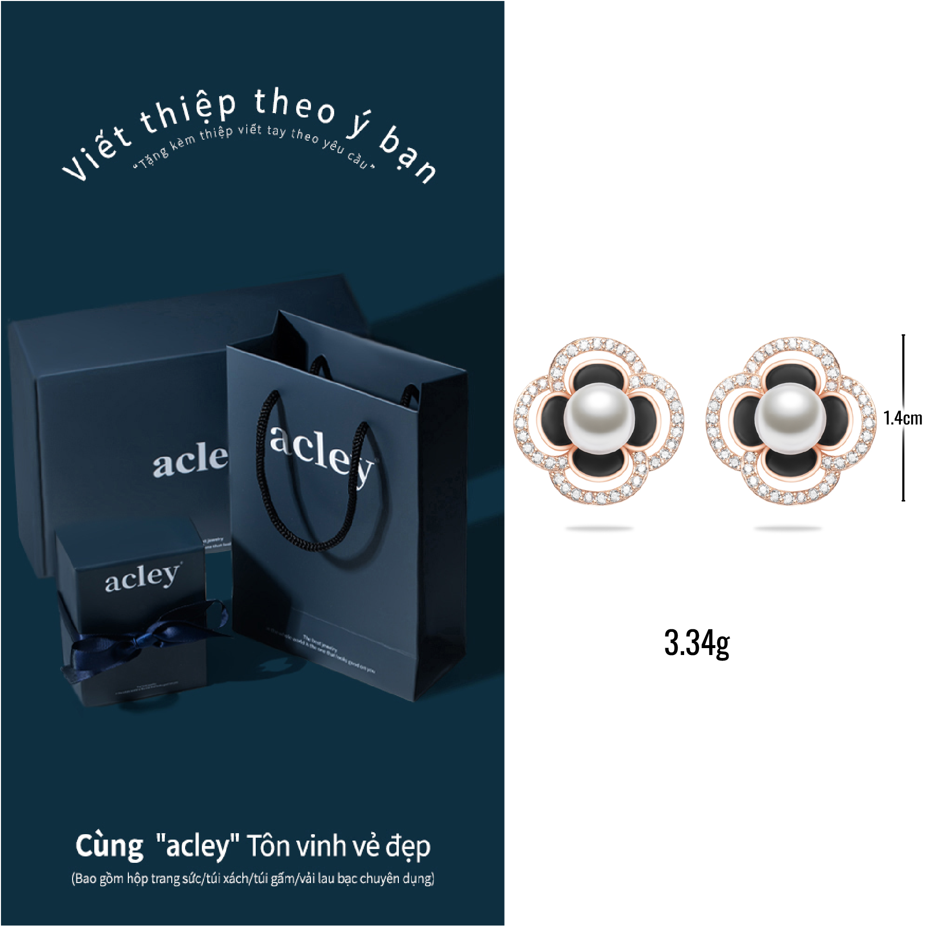 Bông tai Hoa Sơn Trà – Acley | Bạc S925 + Ngọc trai + Đá CZ Zirconia | E1009436114 - Image 4