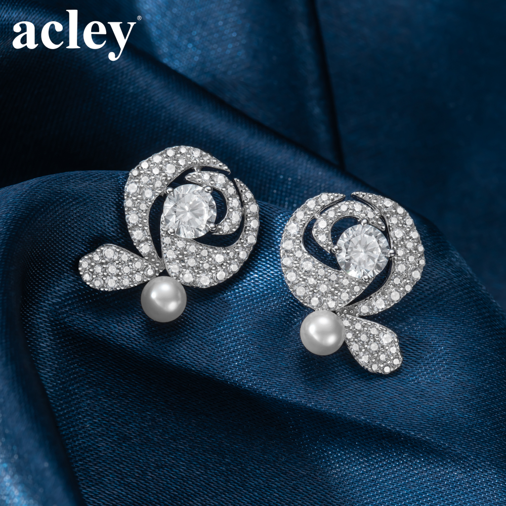 Bông tai Hoa Hồng – Acley | Bạc S925 + Ngọc trai + Đá CZ Zirconia | YG10697A8Zd - Image 5