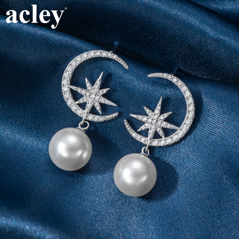 Bông tai Nguyệt Tinh – Acley | Bạc S925 + Ngọc trai + Đá CZ Zirconia | E102460401 - Image 5