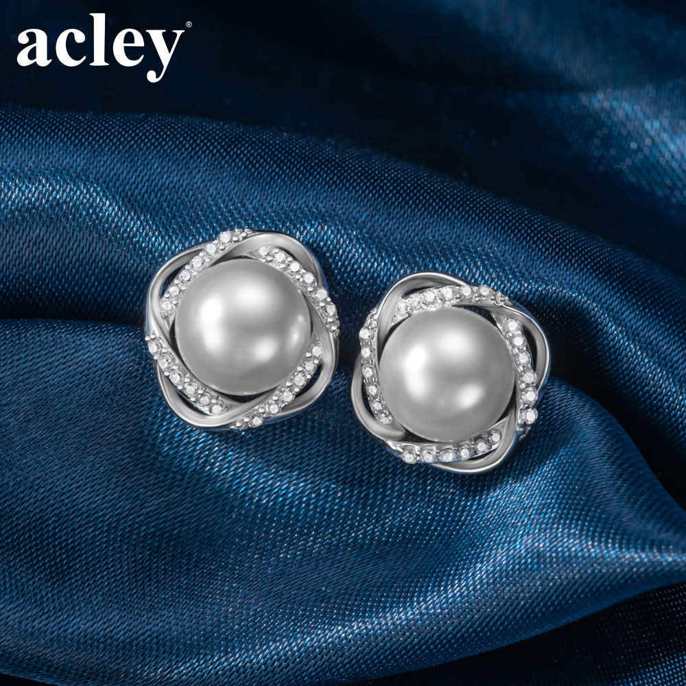 Bông tai Lục Bảo Ngọc – Acley | Bạc S925 + Ngọc trai + Đá CZ Zirconia | AE15470401 - Image 5