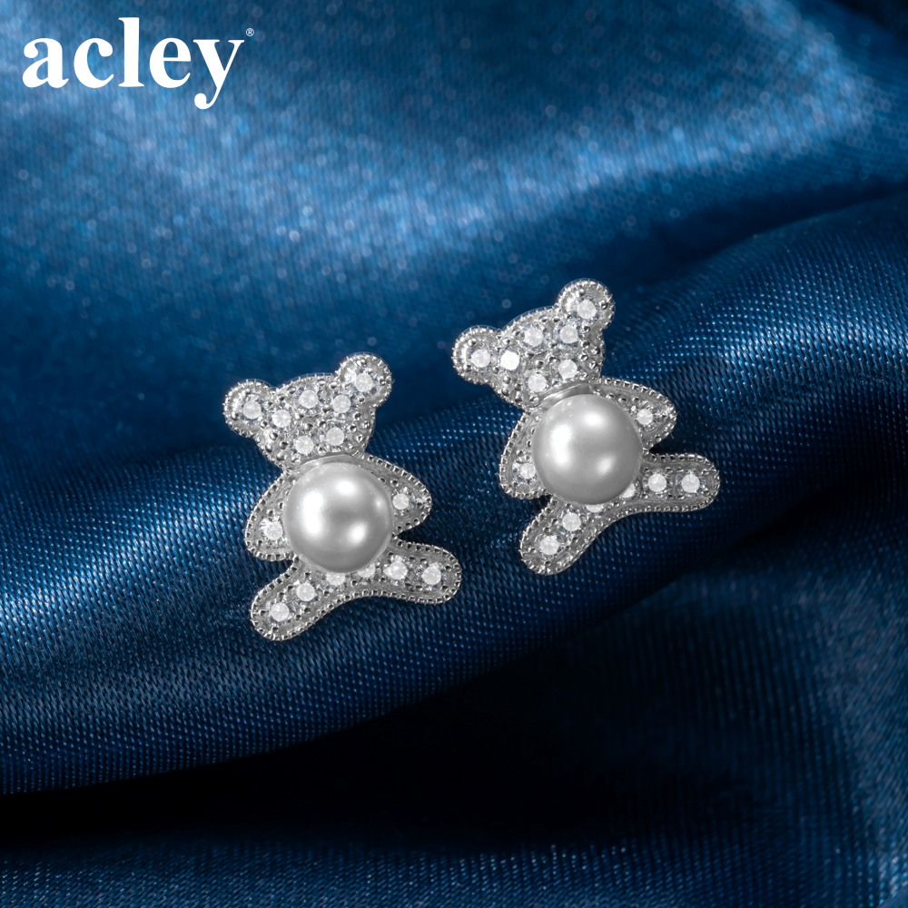 Bông tai Gấu Con – Acley | Bạc S925 + Ngọc trai + Đá CZ Zirconia | YG04683A8Z35 - Image 5