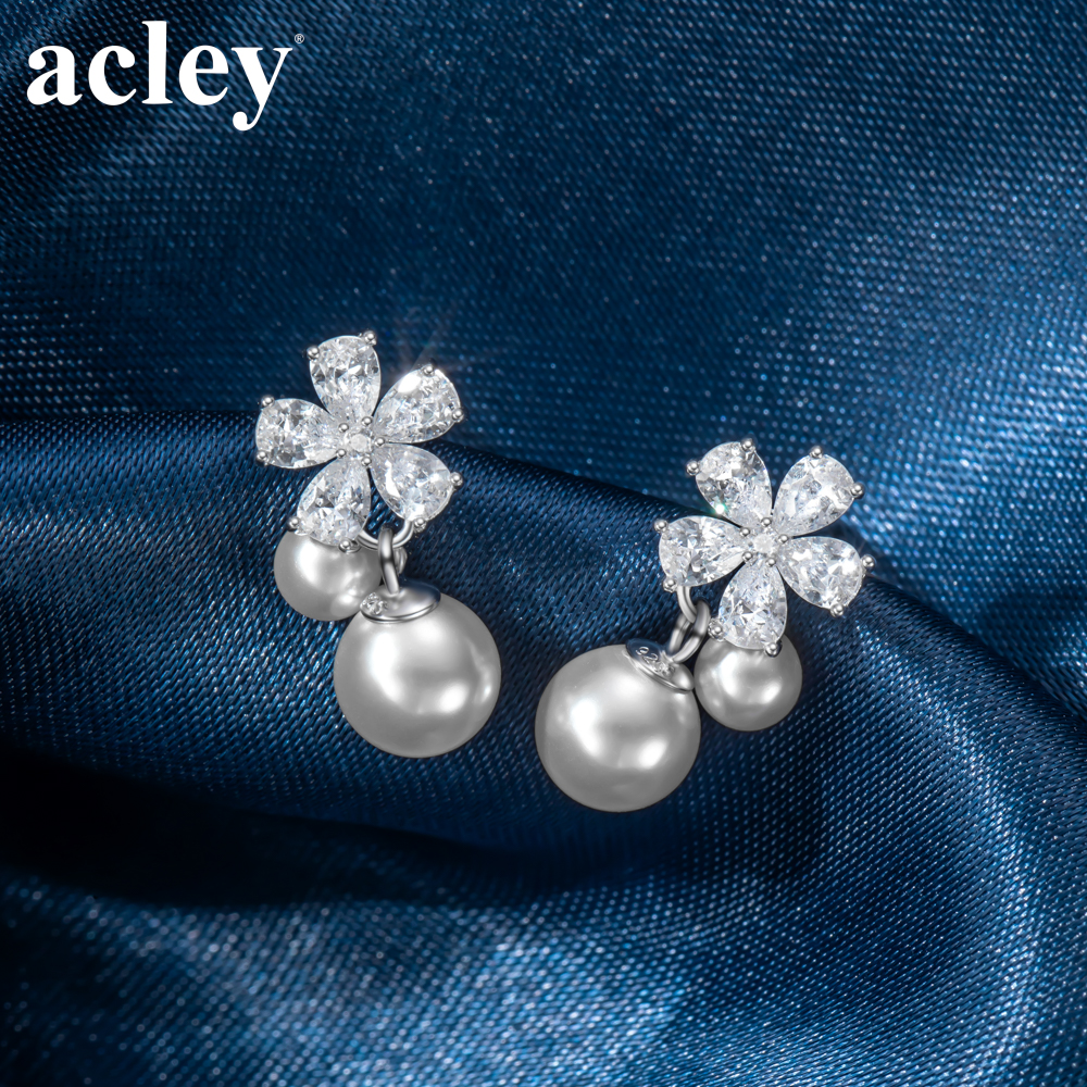 Bông tai Hoa Sương – Acley | Bạc S925 + Ngọc trai + Đá CZ Zirconia | YG11603A8Zd - Image 5