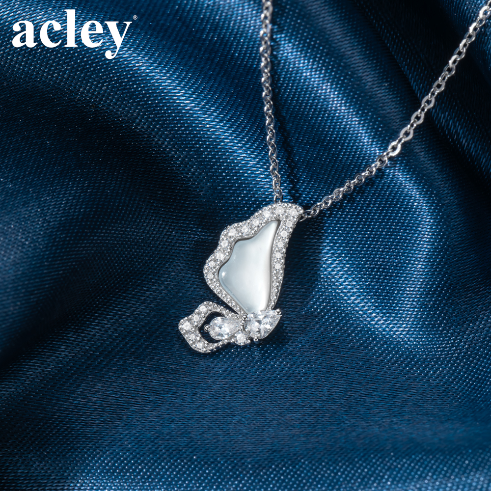 Dây chuyền Bướm Lặng – Acley | Bạc S925 + Xà cừ + Đá CZ Zirconia | YE07263A8Cb - Image 5